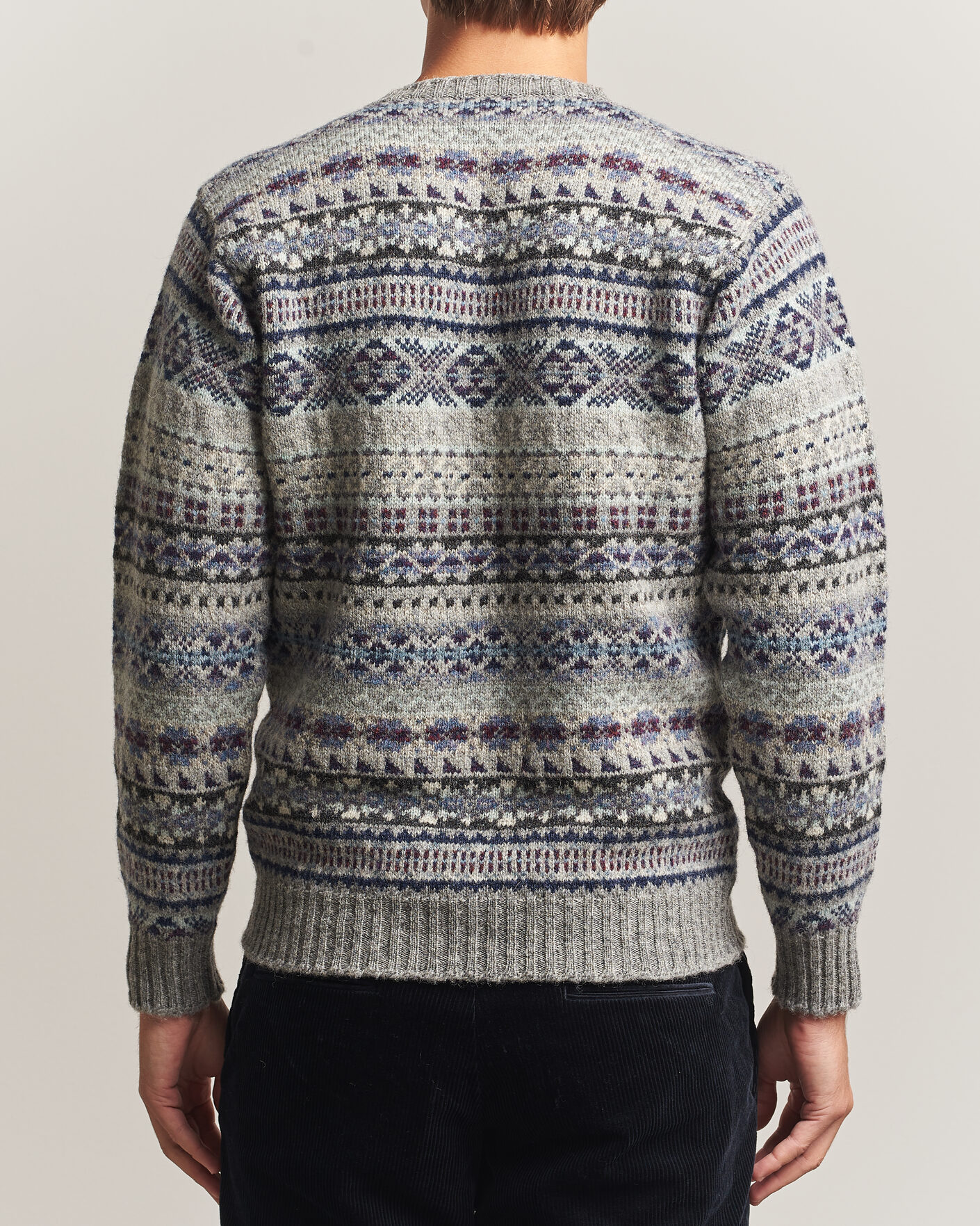 Homme | Pulls Et Tricots | Jamieson's of Shetland | Jamiesons Of Shetland All Over Fair Isle Pullover Crew Neck Light Grey