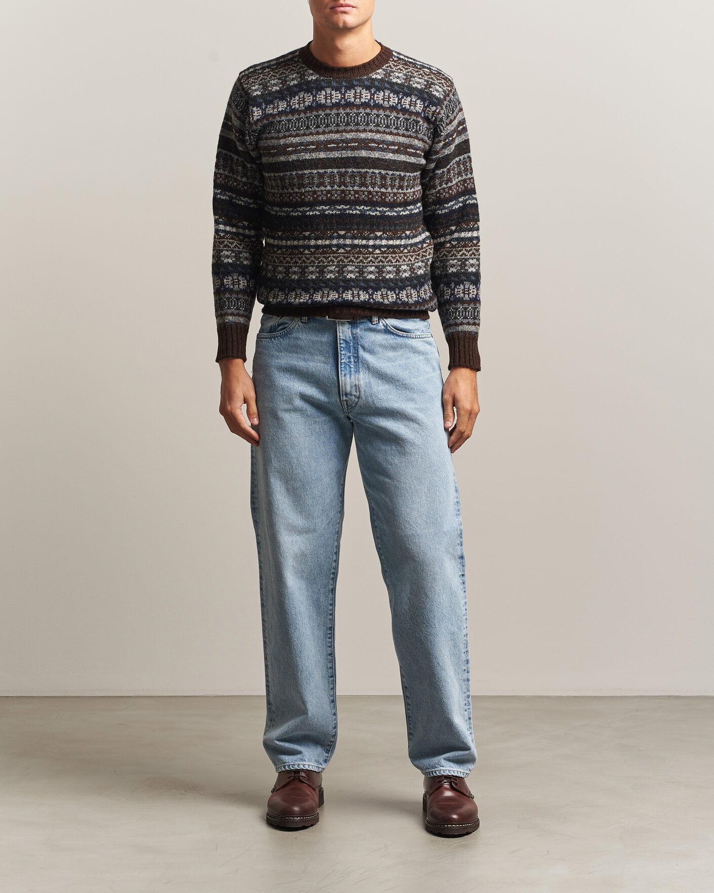 Homme | Pulls Et Tricots | Jamieson's of Shetland | Jamiesons Of Shetland All Over Fair Isle Pullover Crew Neck Brown