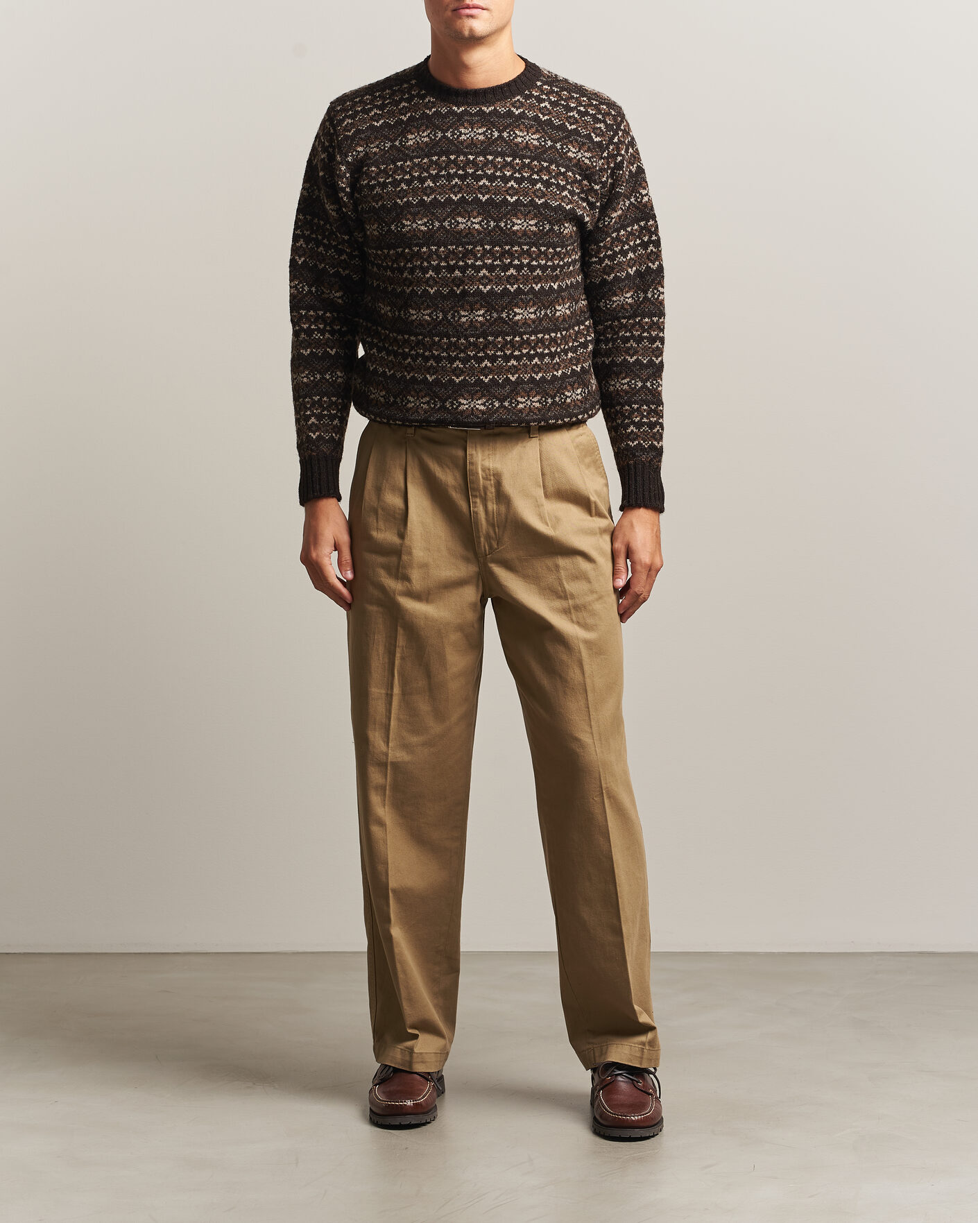 Homme | Pulls Et Tricots | Jamieson's of Shetland | Jamiesons Of Shetland All Over Fair Isle Pullover Crew Neck Dark Brown
