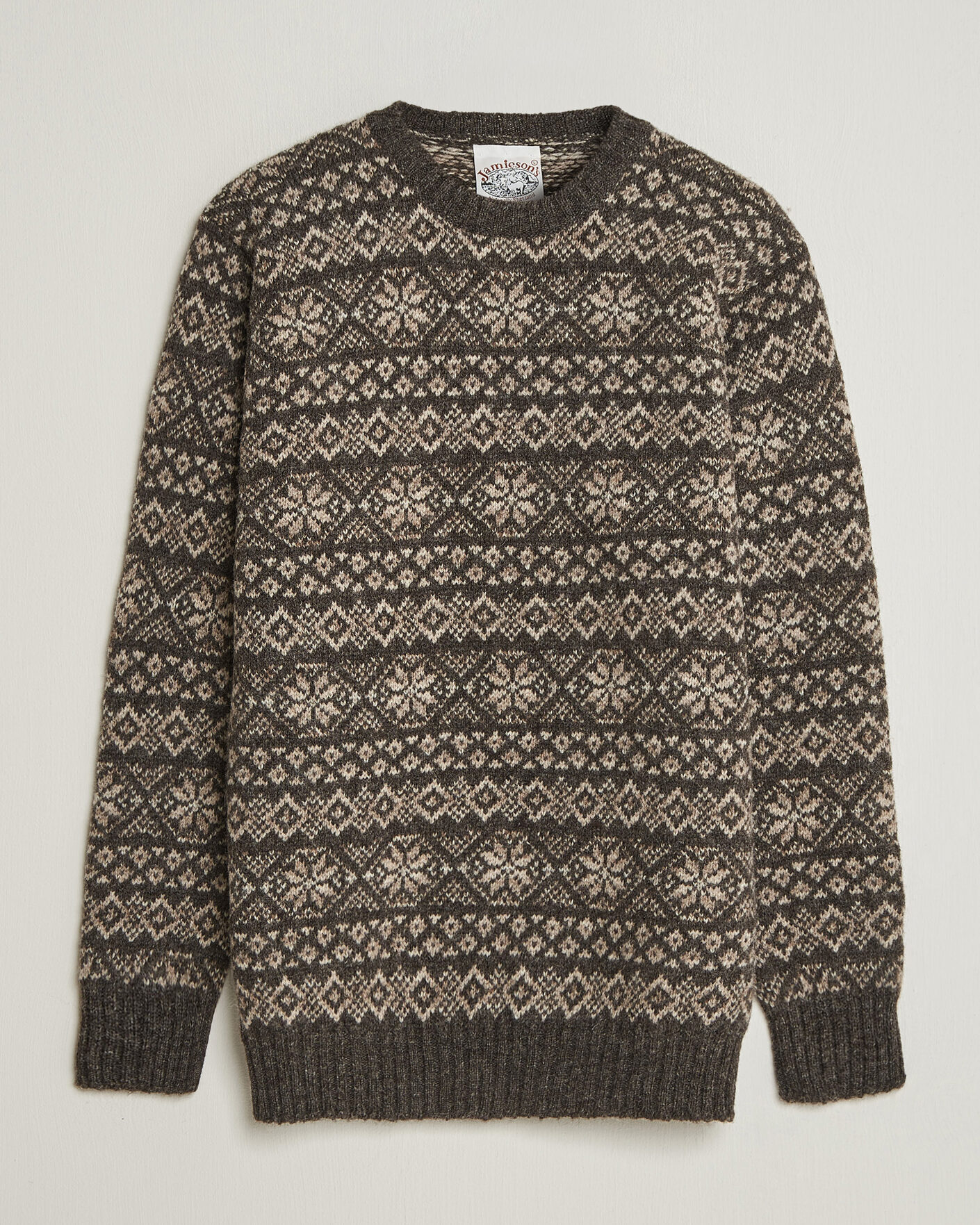 Homme | Pulls Et Tricots | Jamieson's of Shetland | Jamiesons Of Shetland All Over Fair Isle Pullover Crew Neck Grey