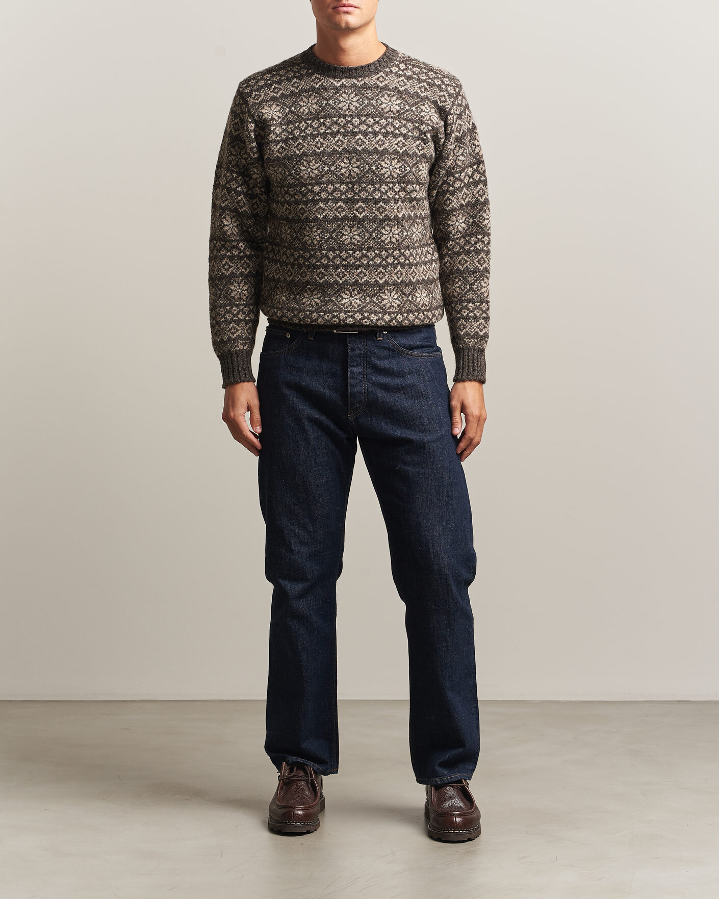 Homme | Pulls Et Tricots | Jamieson's of Shetland | Jamiesons Of Shetland All Over Fair Isle Pullover Crew Neck Grey