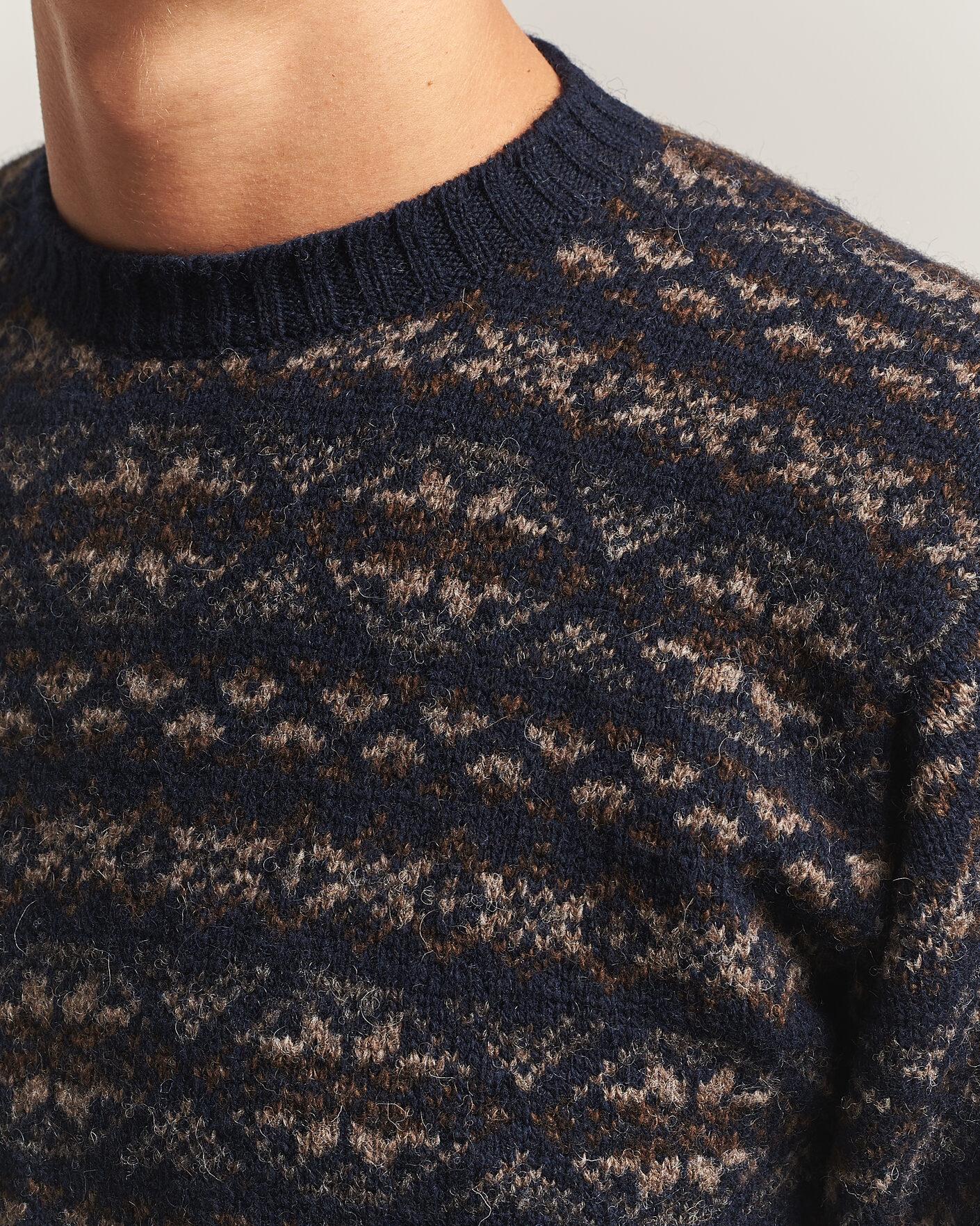 Homme | Pulls Et Tricots | Jamieson's of Shetland | Jamiesons Of Shetland All Over Fair Isle Pullover Crew Neck Navy