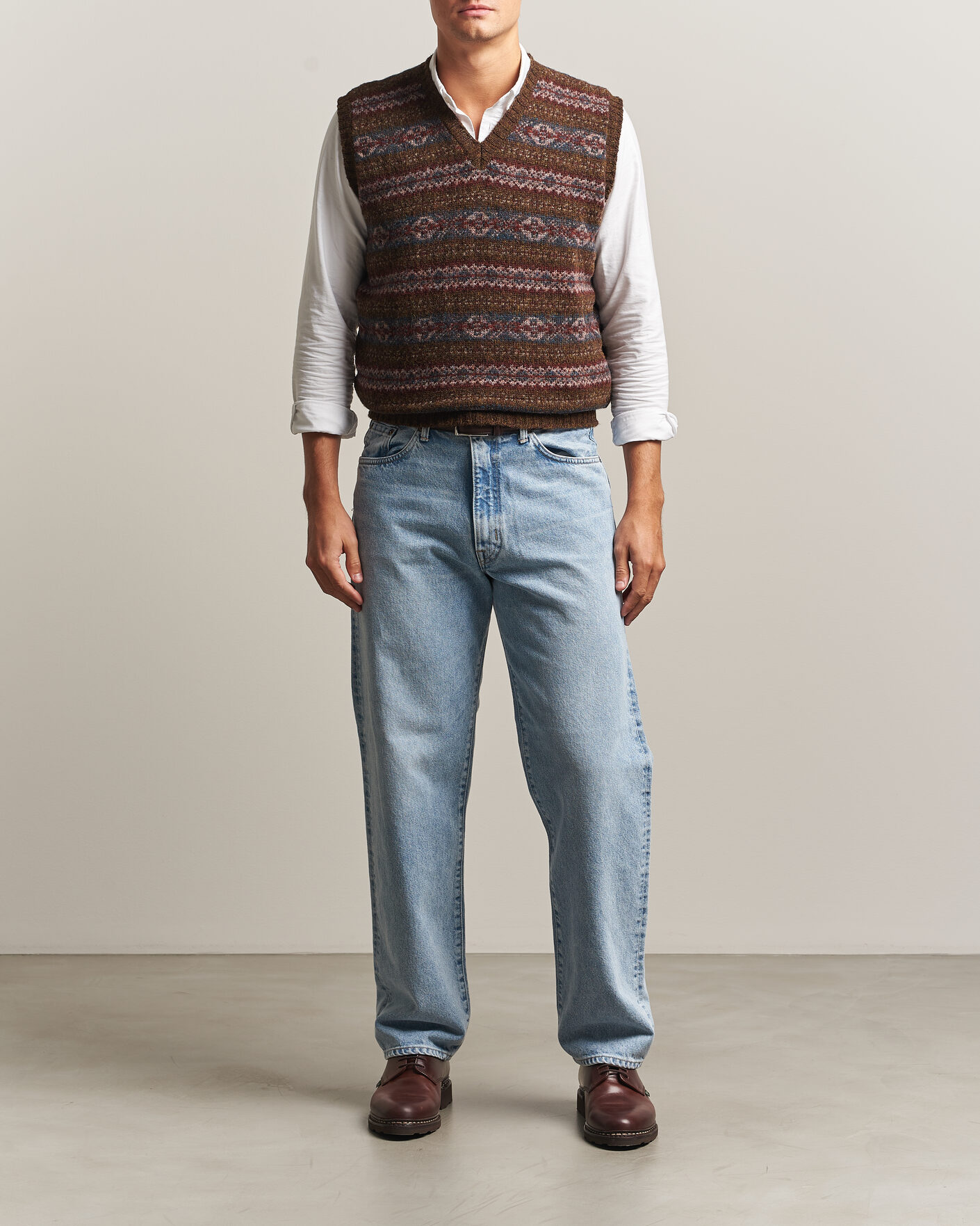 Heren | Truien | Jamieson's of Shetland | Jamiesons Of Shetland All Over Fair Isle Slipover Moss Green