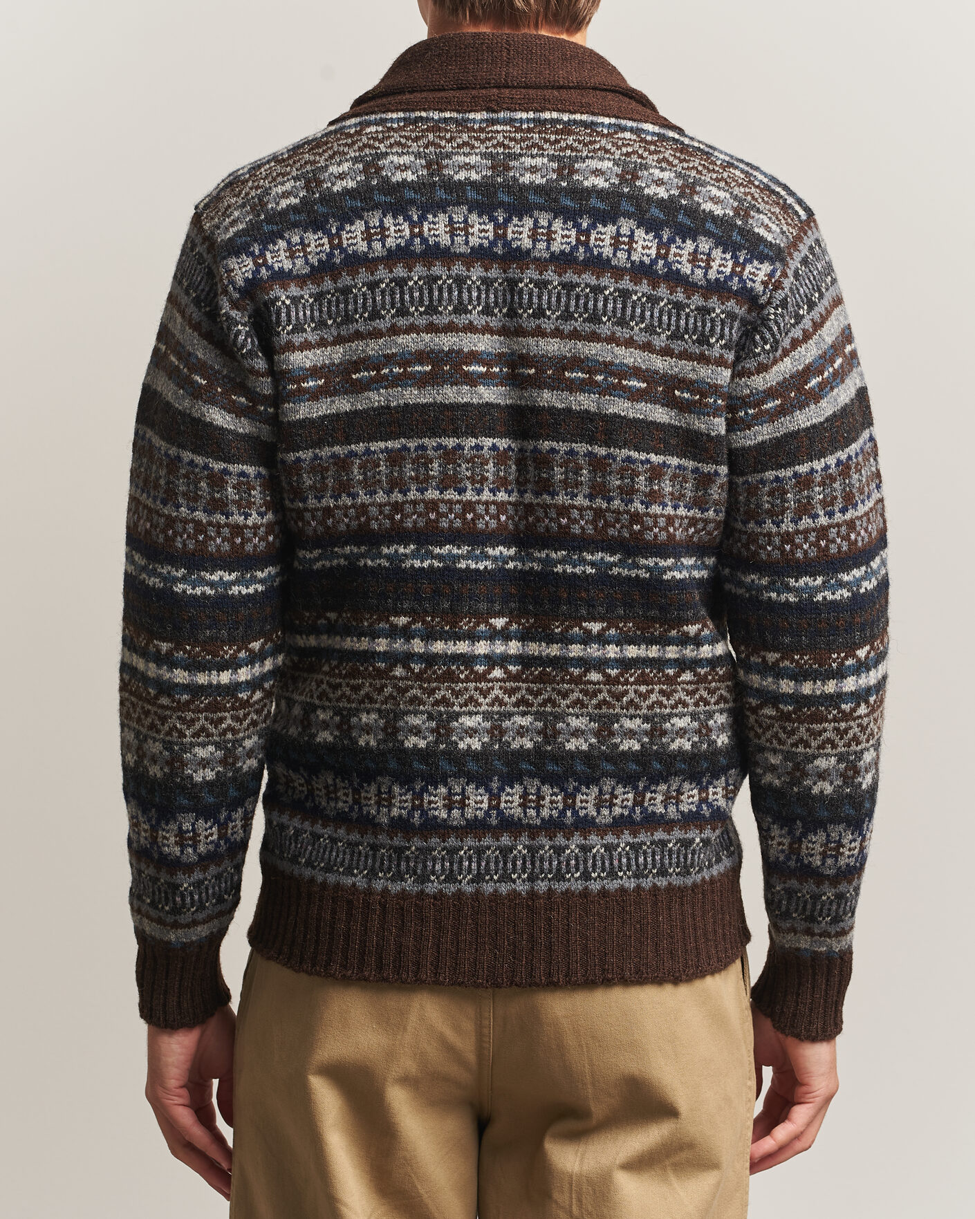 Homme | Pulls Et Tricots | Jamieson's of Shetland | Jamiesons Of Shetland All Over Fair Isle Shawl Collar Cardigan Brown