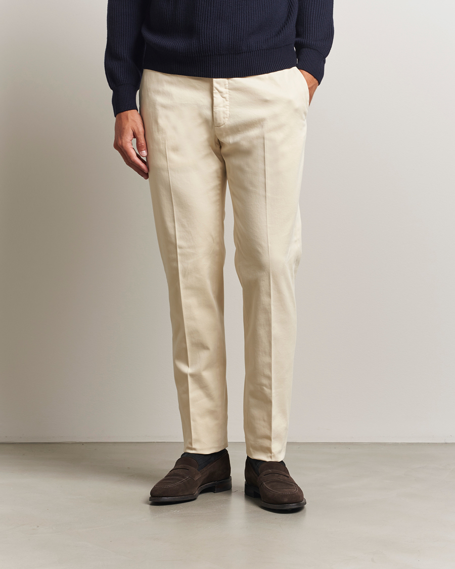 Homme | Pantalons | Incotex | Slim Fit Cotton Stretch Chinos Off White