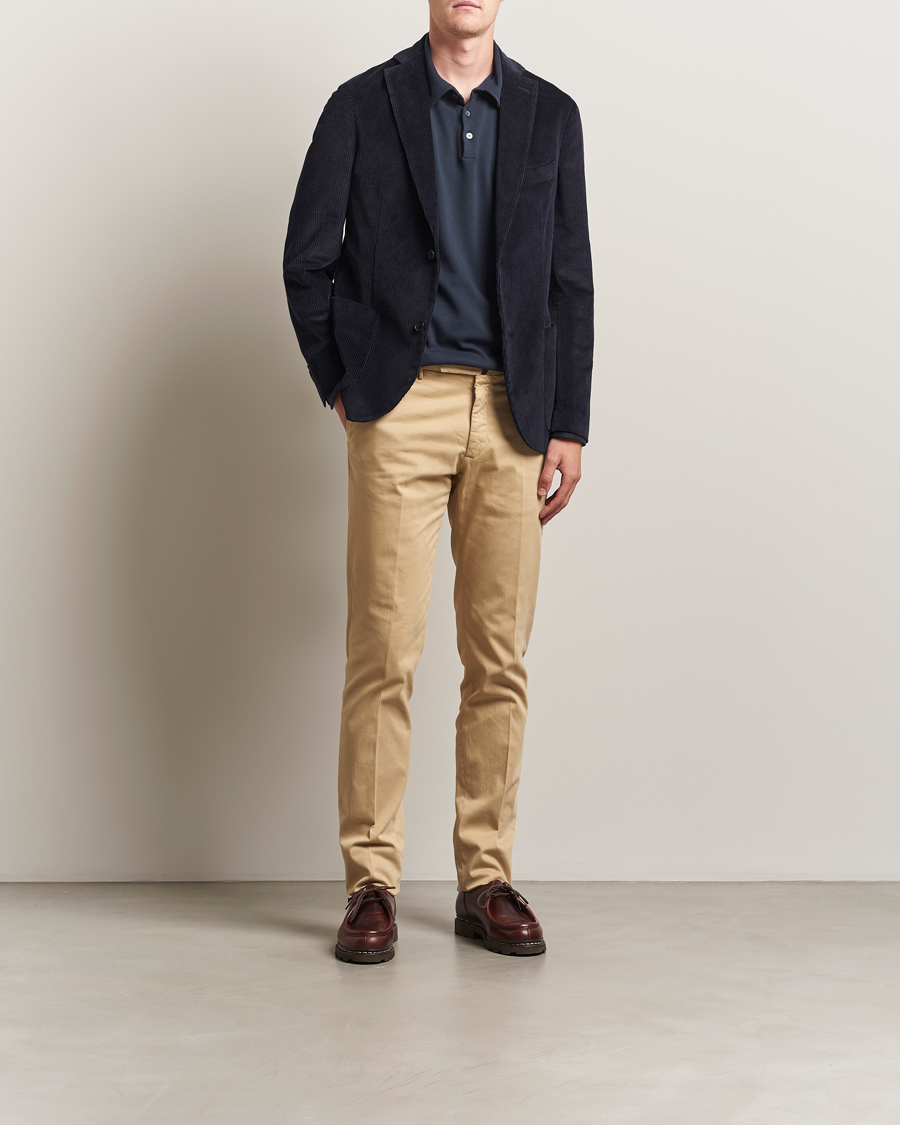 Heren | Broeken | Incotex | Slim Fit Cotton Stretch Chinos Beige