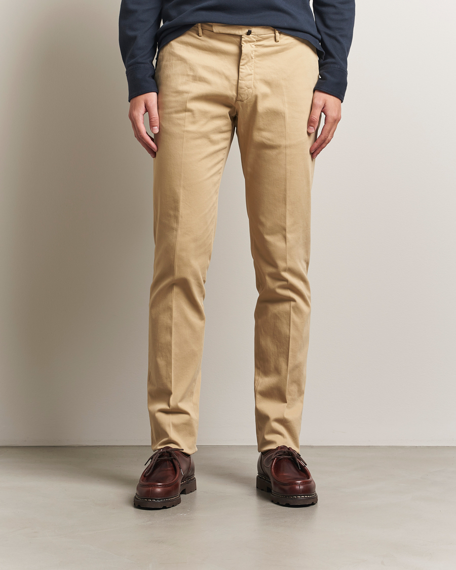 Heren | Broeken | Incotex | Slim Fit Cotton Stretch Chinos Beige