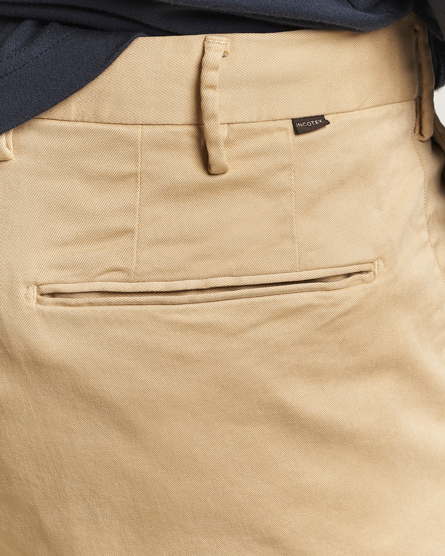 Heren | Broeken | Incotex | Slim Fit Cotton Stretch Chinos Beige