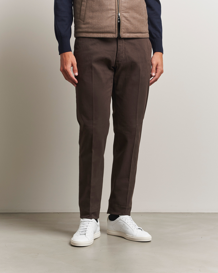 Homme | Pantalons | Incotex | Slim Fit Cotton Stretch Chinos Dark Brown