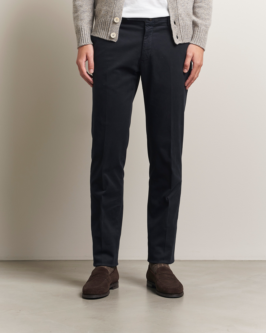 Heren | Broeken | Incotex | Slim Fit Cotton Stretch Chinos Navy