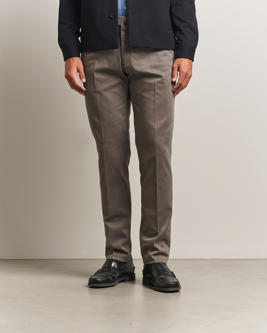 Heren | Broeken | Incotex | Slim Fit Cotton Stretch Chinos Grey
