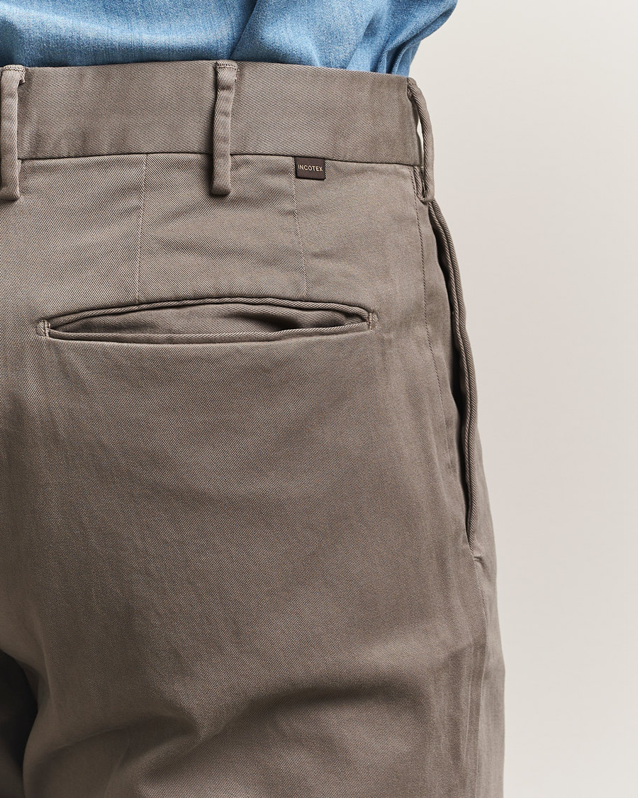 Heren | Broeken | Incotex | Slim Fit Cotton Stretch Chinos Grey
