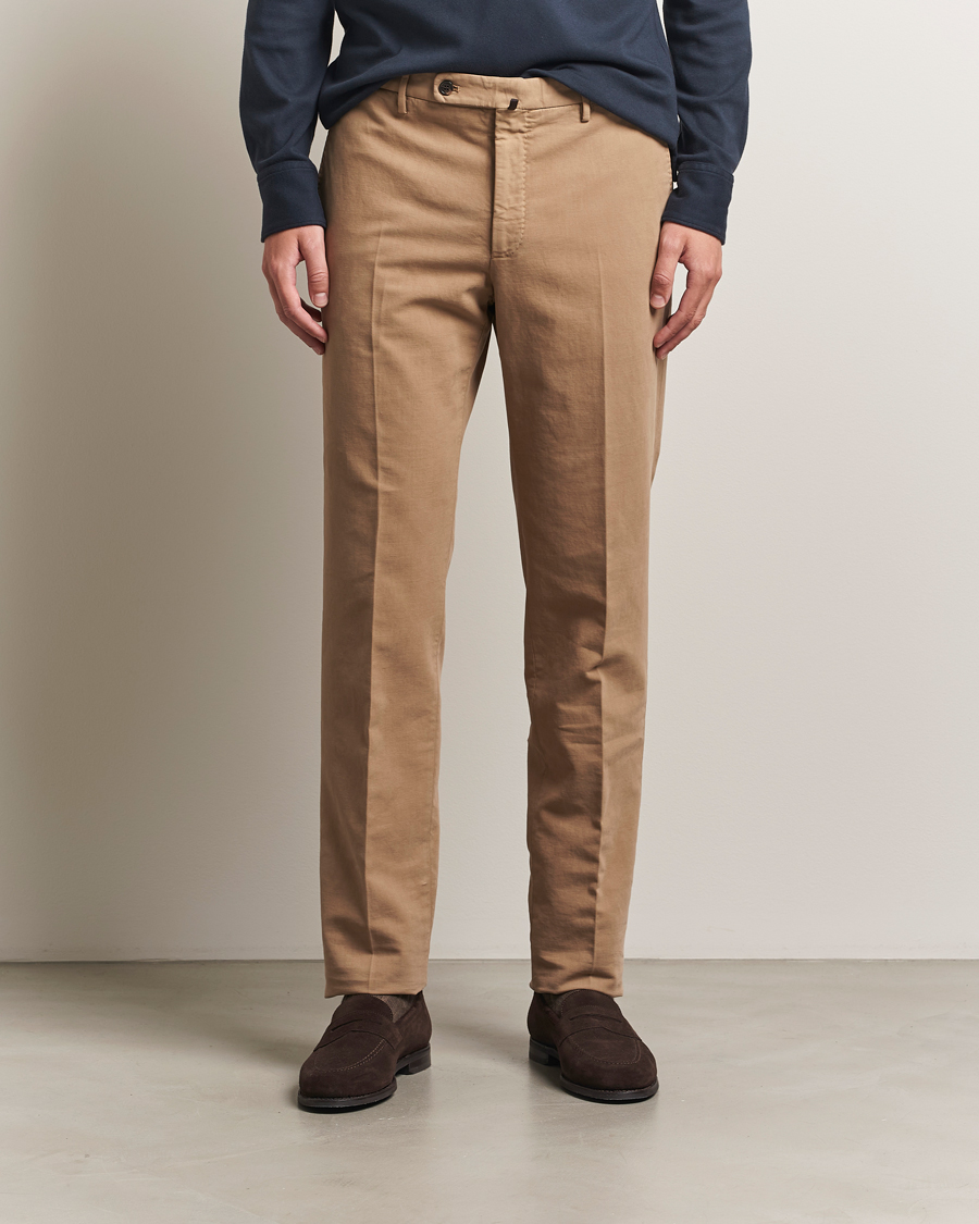 Heren | Broeken | Incotex | Regular Fit Cotton Stretch Chinos Beige
