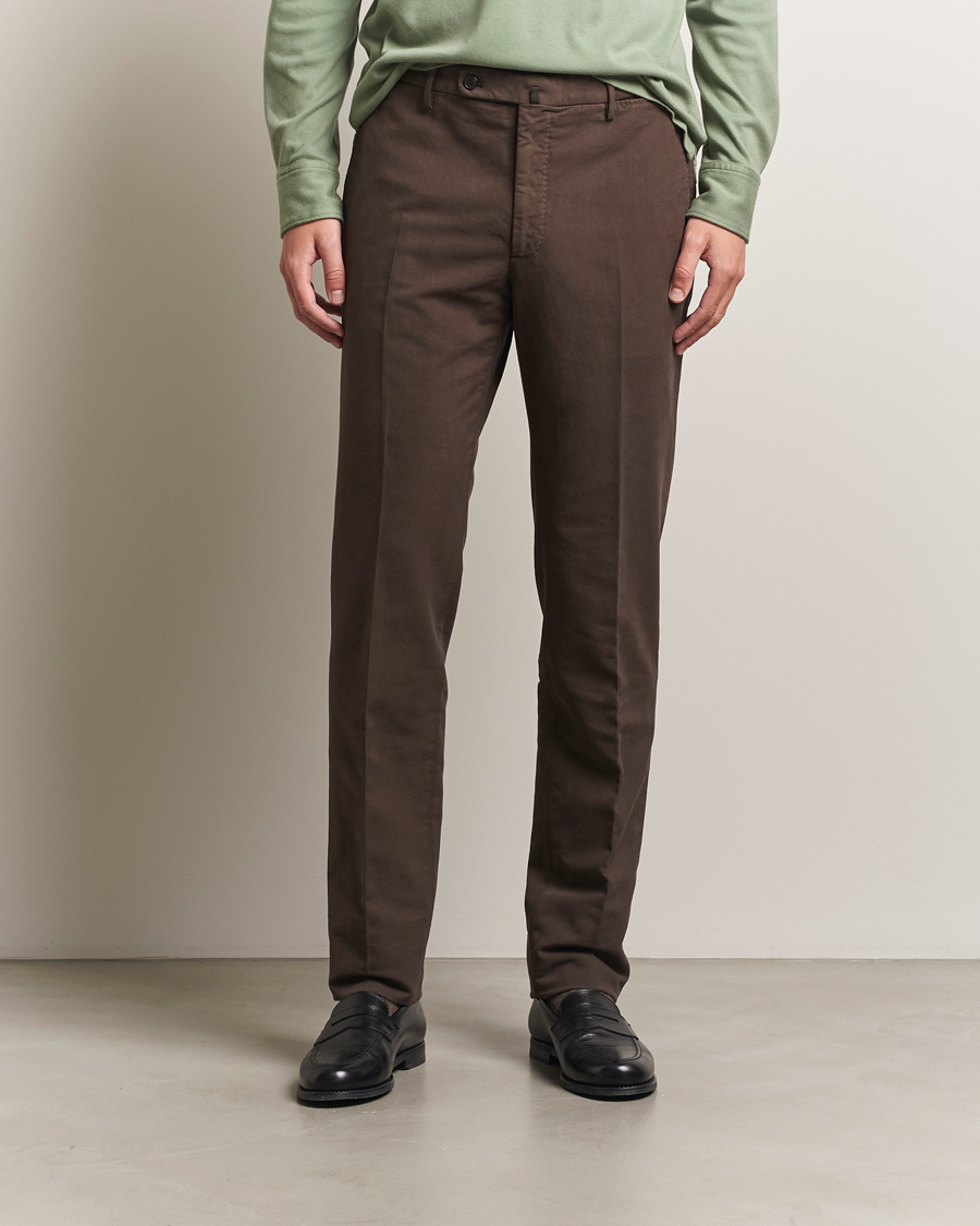 Homme | Pantalons | Incotex | Regular Fit Cotton Stretch Chinos Dark Brown