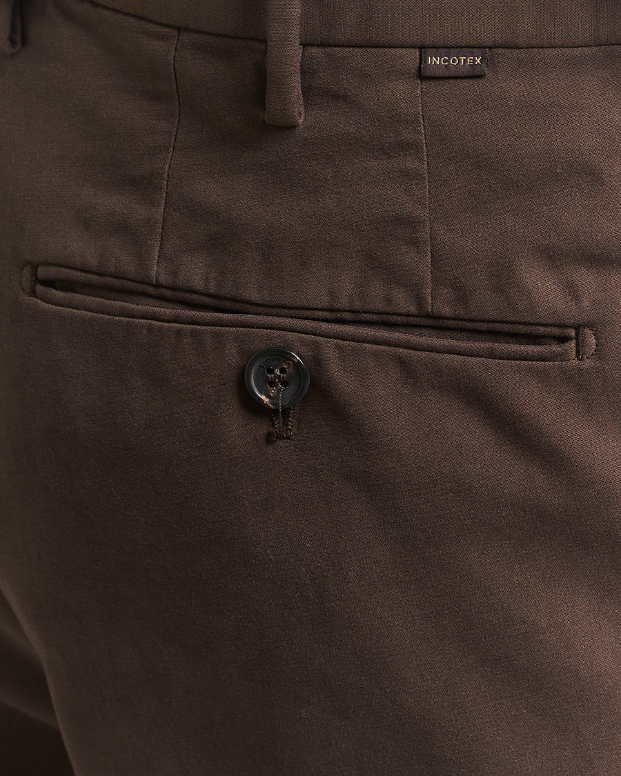 Homme | Pantalons | Incotex | Regular Fit Cotton Stretch Chinos Dark Brown