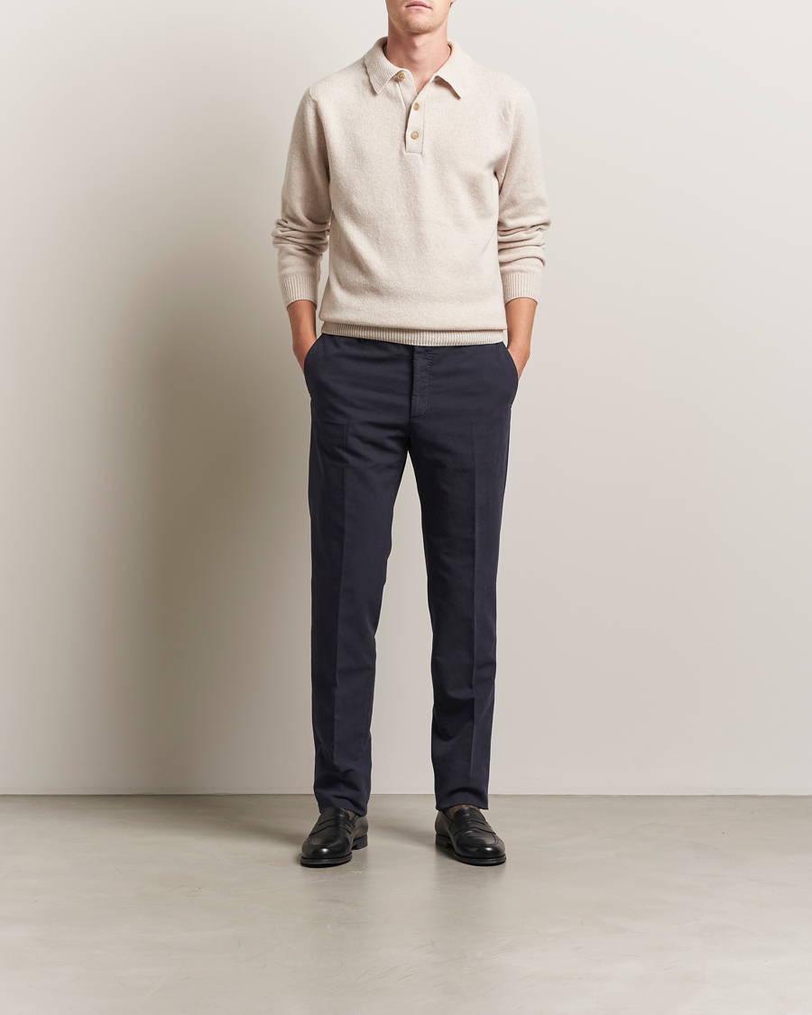 Heren | Broeken | Incotex | Regular Fit Cotton Stretch Chinos Navy