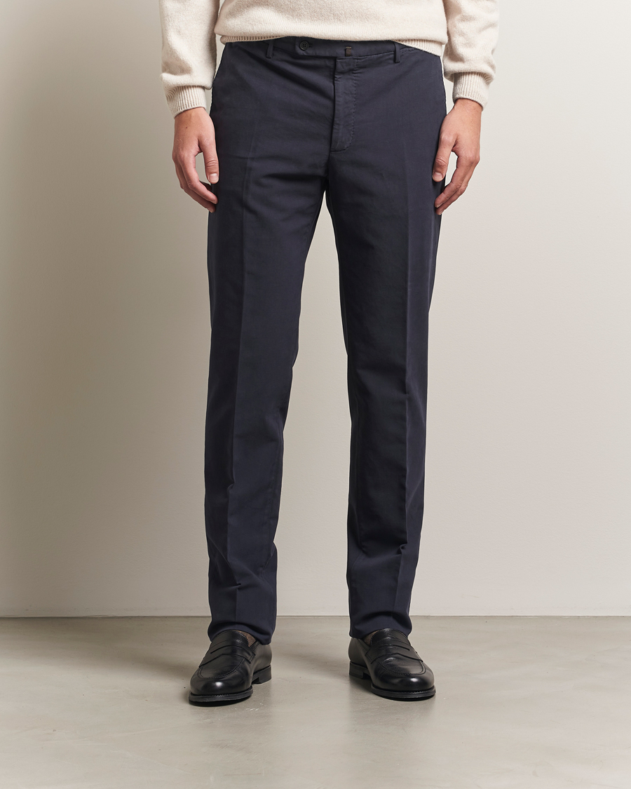 Heren | Broeken | Incotex | Regular Fit Cotton Stretch Chinos Navy