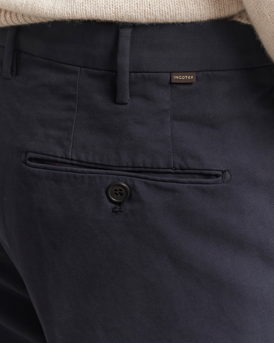 Heren | Broeken | Incotex | Regular Fit Cotton Stretch Chinos Navy