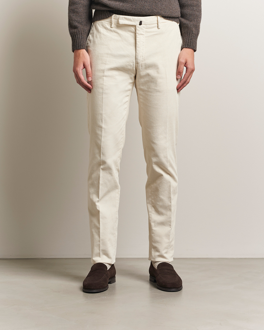 Heren | Broeken | Incotex | Slim Fit Baby Corduroy Trousers Off White