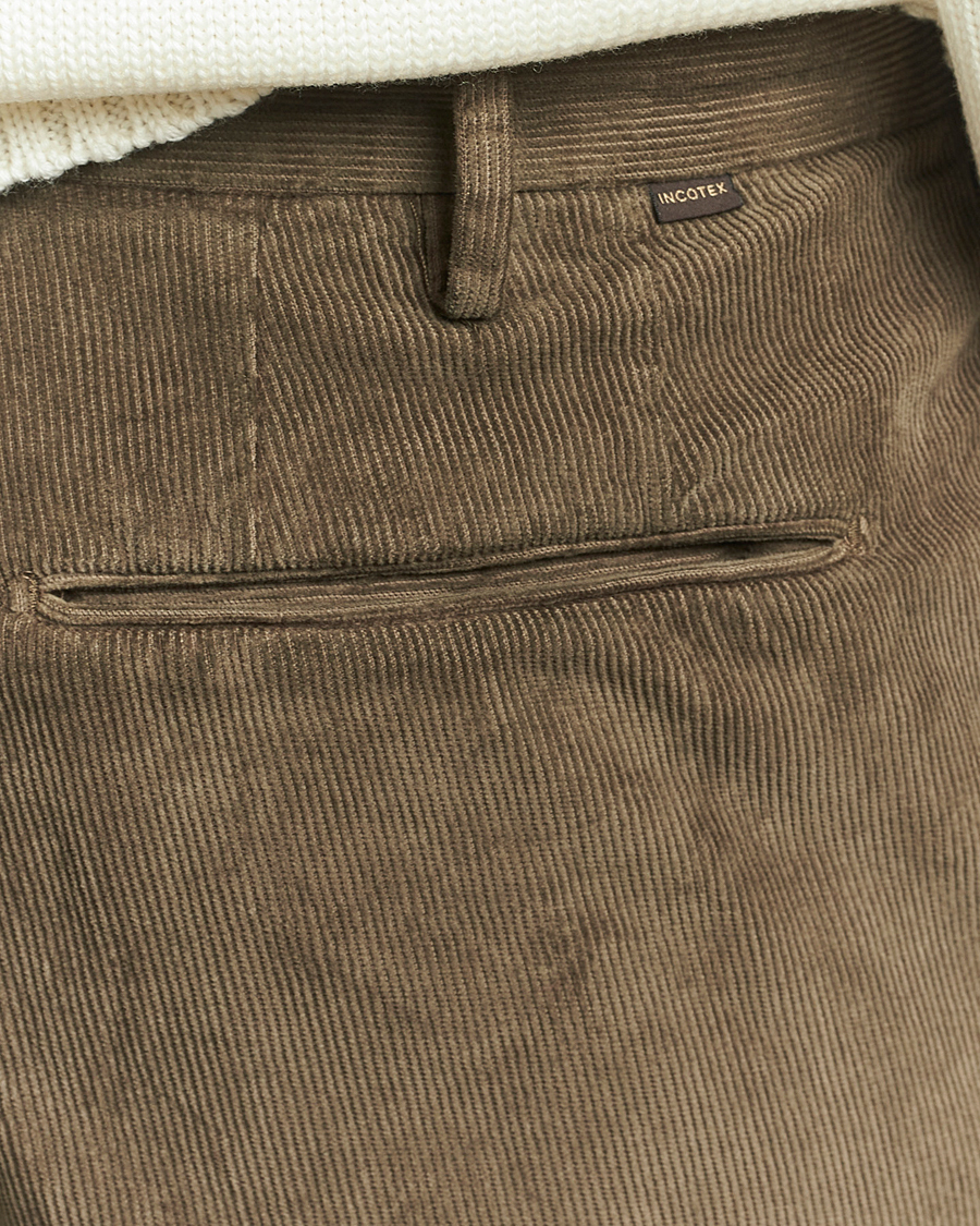 Heren | Broeken | Incotex | Slim Fit Baby Corduroy Trousers Taupe
