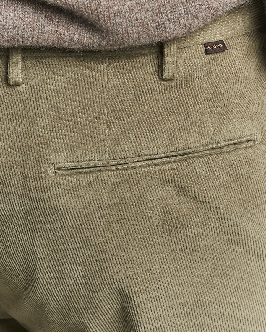 Homme | Pantalons | Incotex | Slim Fit Baby Corduroy Trousers Sage