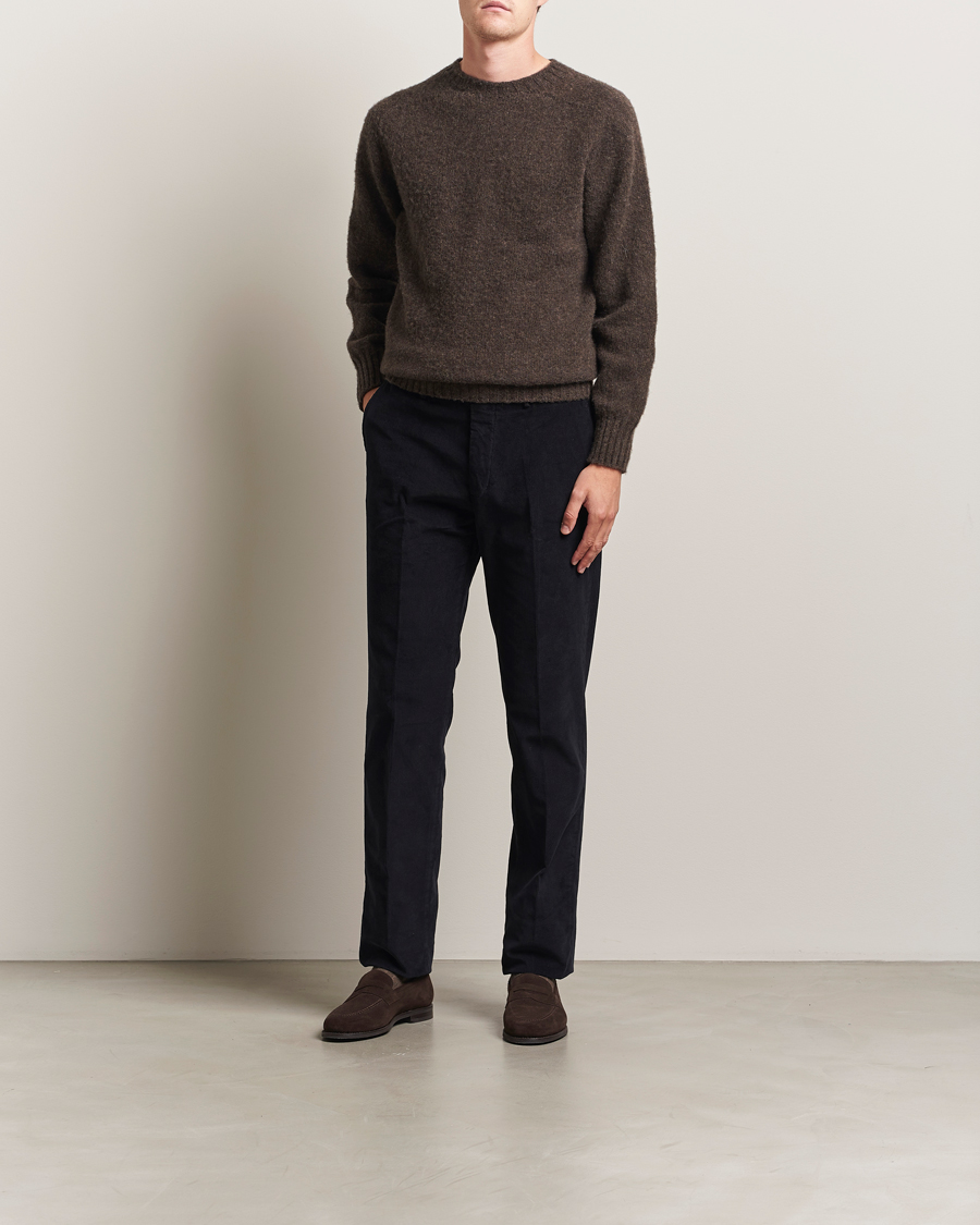 Homme | Pantalons | Incotex | Regular Fit Baby Corduroy Trousers Navy