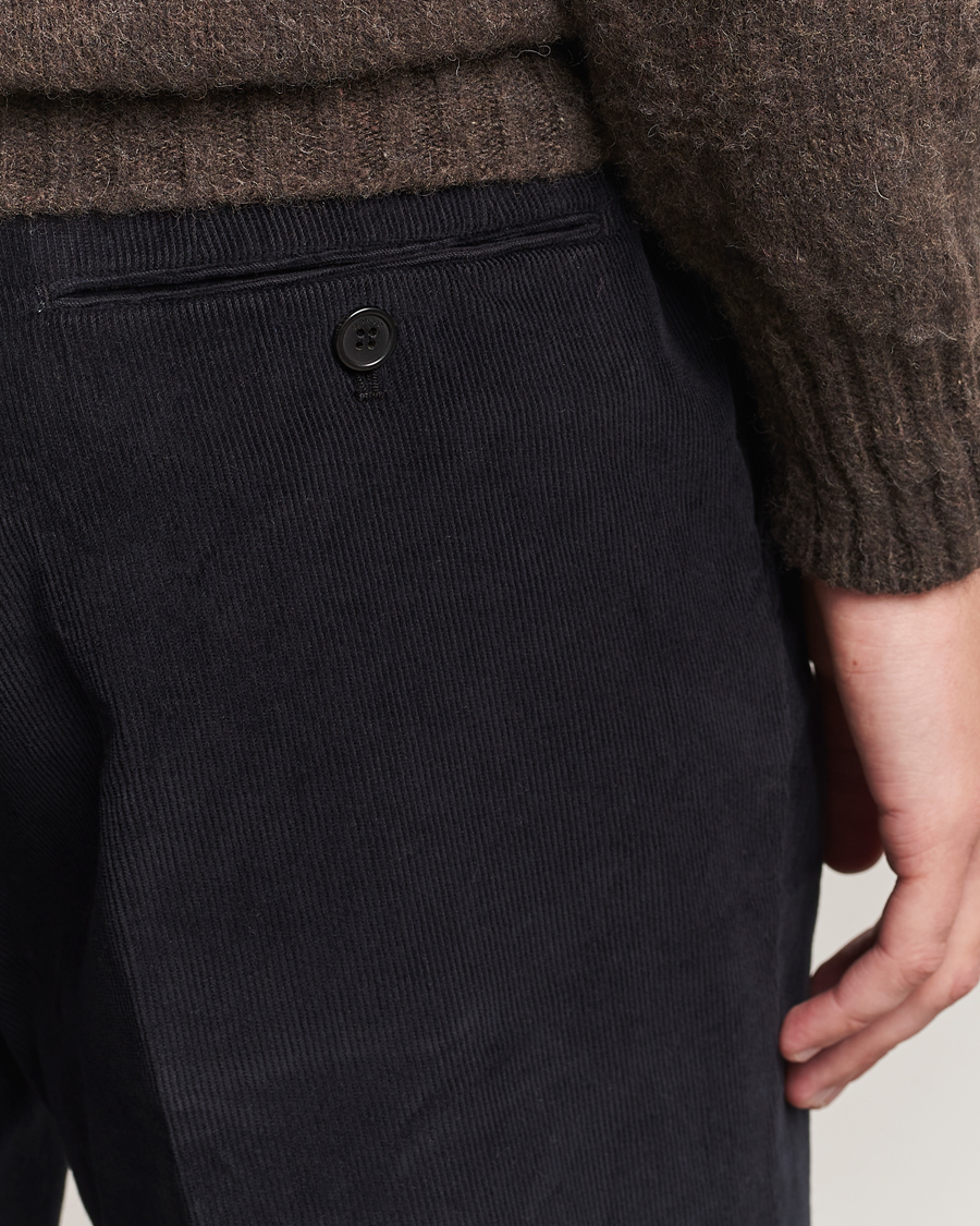 Homme | Pantalons | Incotex | Regular Fit Baby Corduroy Trousers Navy