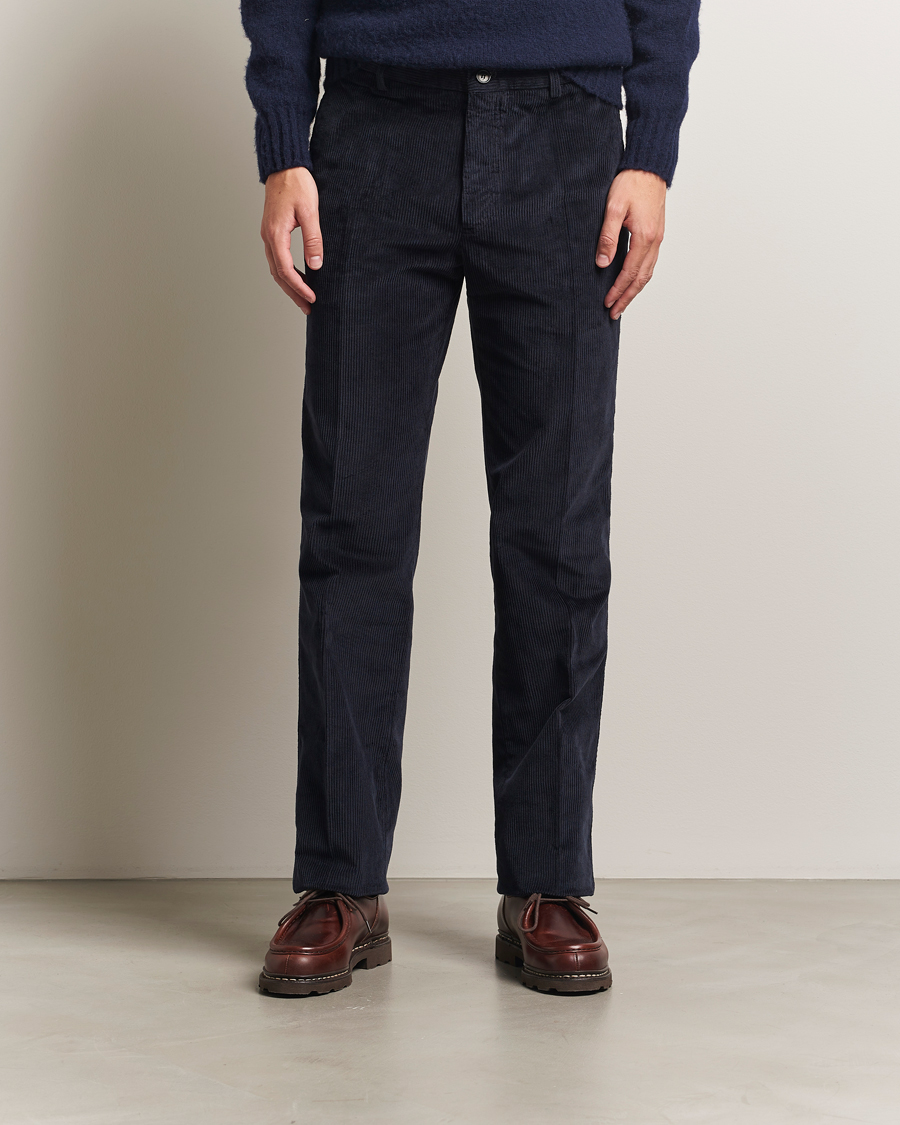 Heren | Broeken | Incotex | Regular Fit British Corduroy Trousers Navy