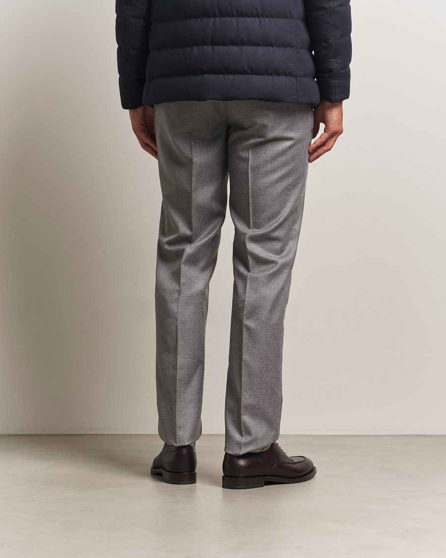 Heren | Broeken | Incotex | Regular Fit Worsted Flannel Trousers Light Grey