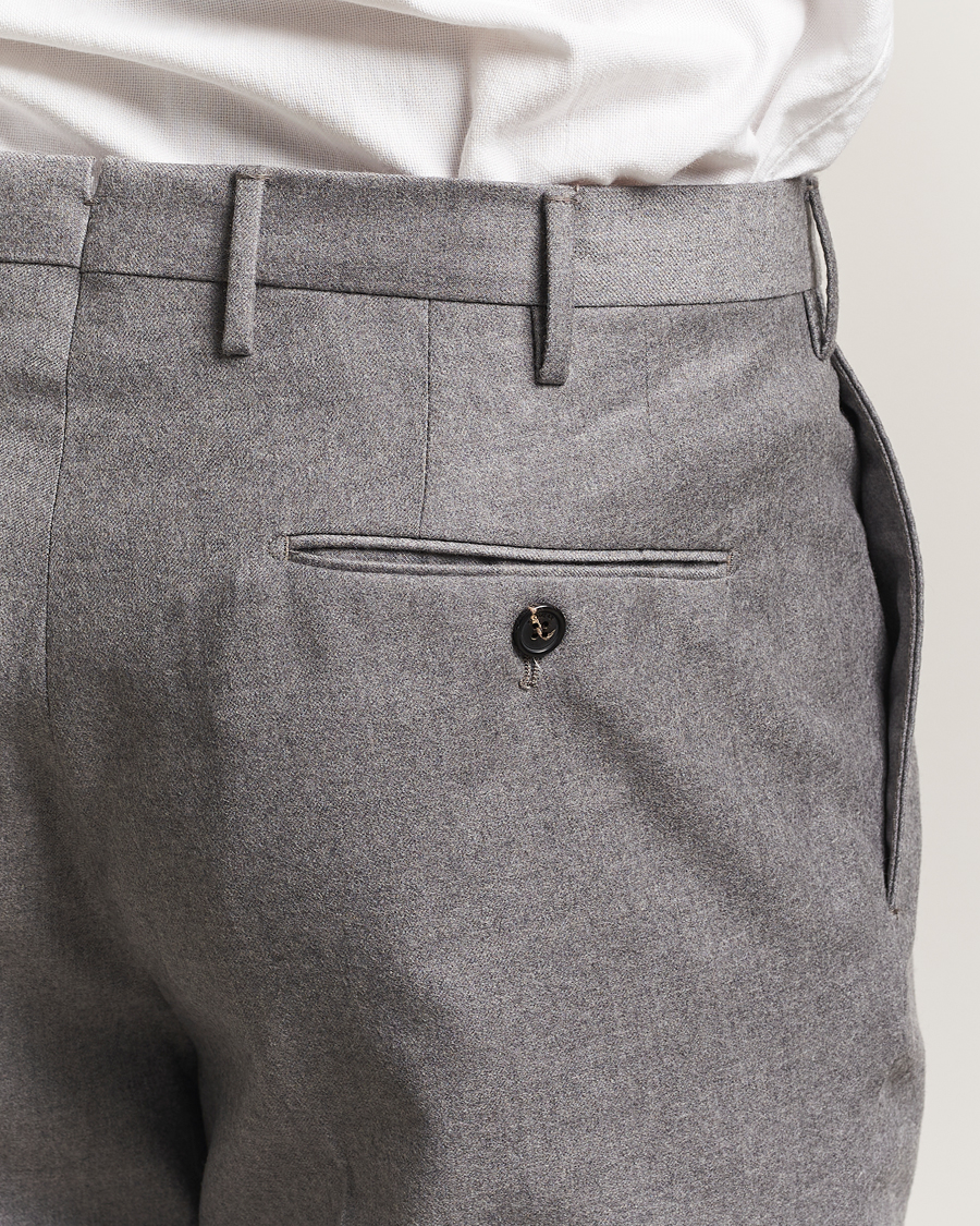 Heren | Broeken | Incotex | Regular Fit Worsted Flannel Trousers Light Grey