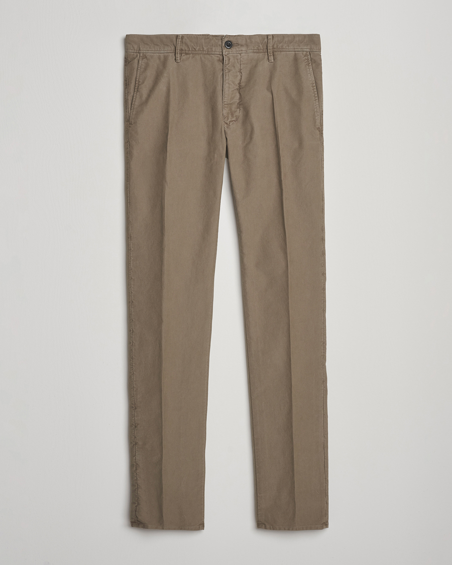 Heren | Broeken | Incotex | Slim Fit Garment Dyed Slacks Taupe
