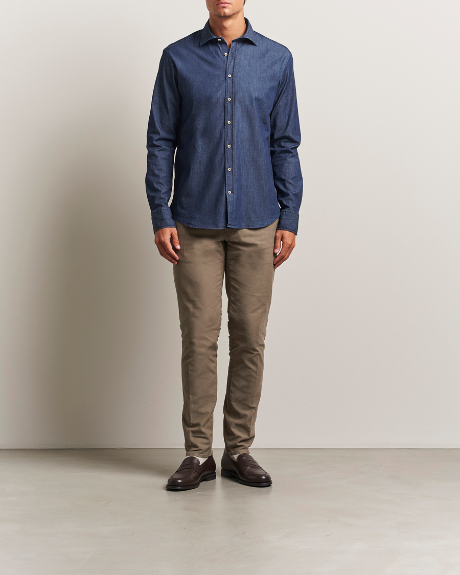 Heren | Broeken | Incotex | Slim Fit Garment Dyed Slacks Taupe