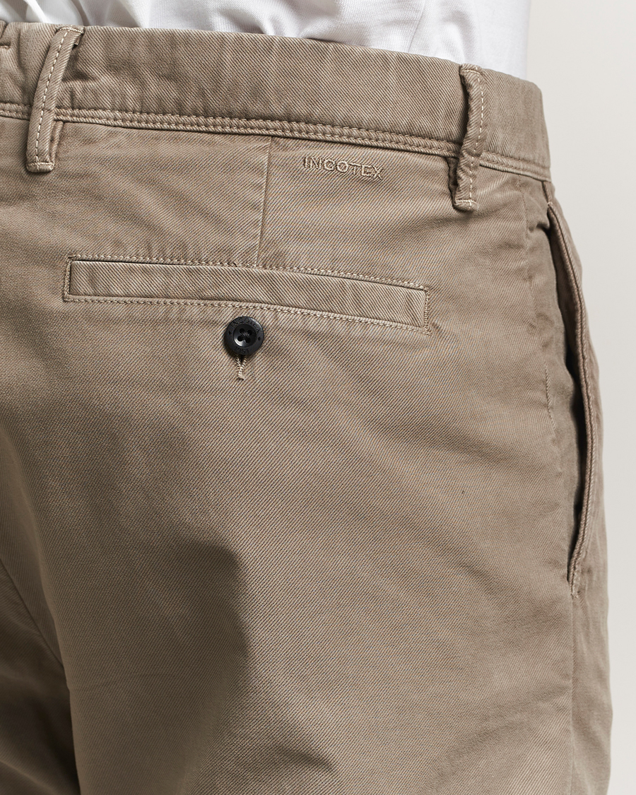 Homme | Pantalons | Incotex | Regular Fit Garment Dyed Slacks Taupe