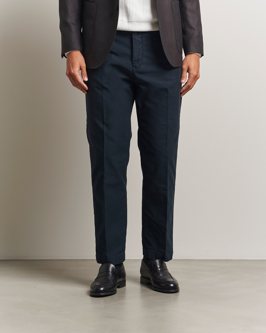 Heren | Broeken | Incotex | Regular Fit Garment Dyed Slacks Navy