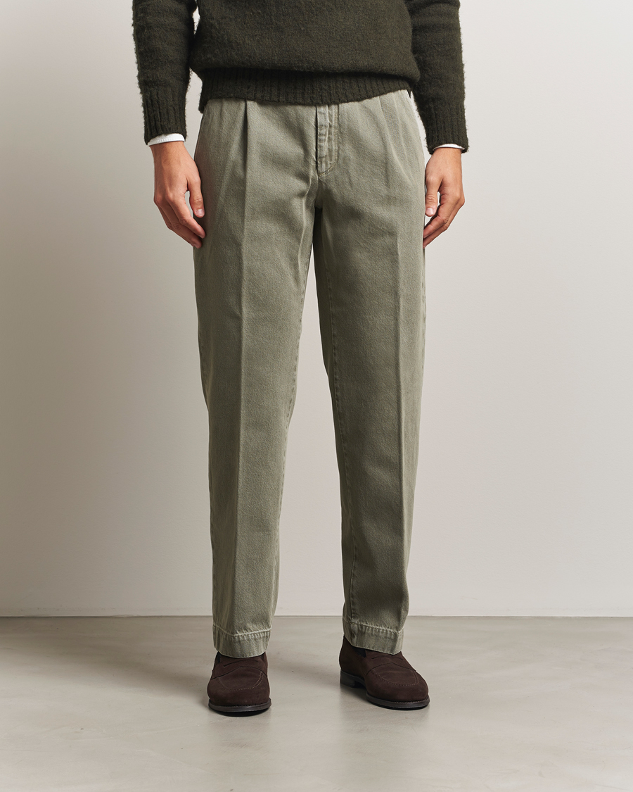 Heren | Broeken | Incotex | Regular Fit Bull Denim Slacks Green