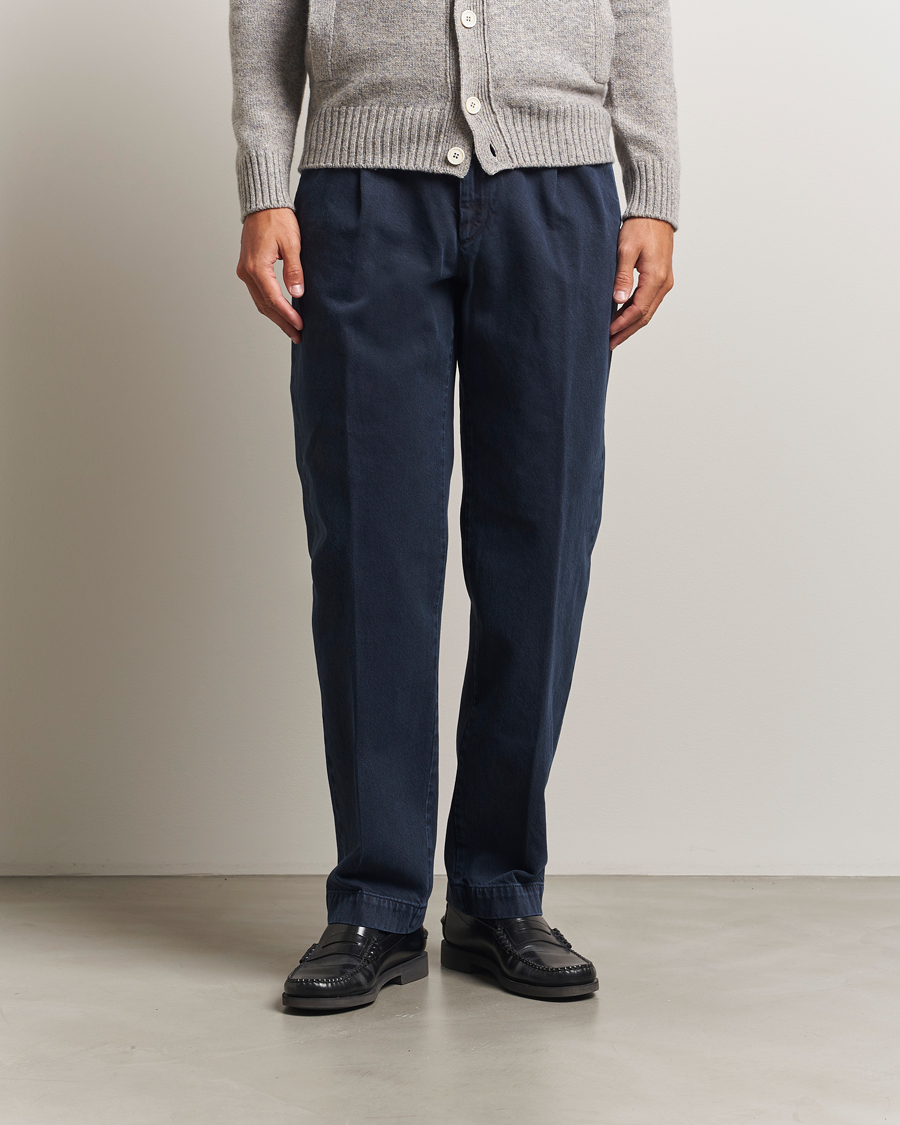 Homme | Pantalons | Incotex | Regular Fit Bull Denim Slacks Navy