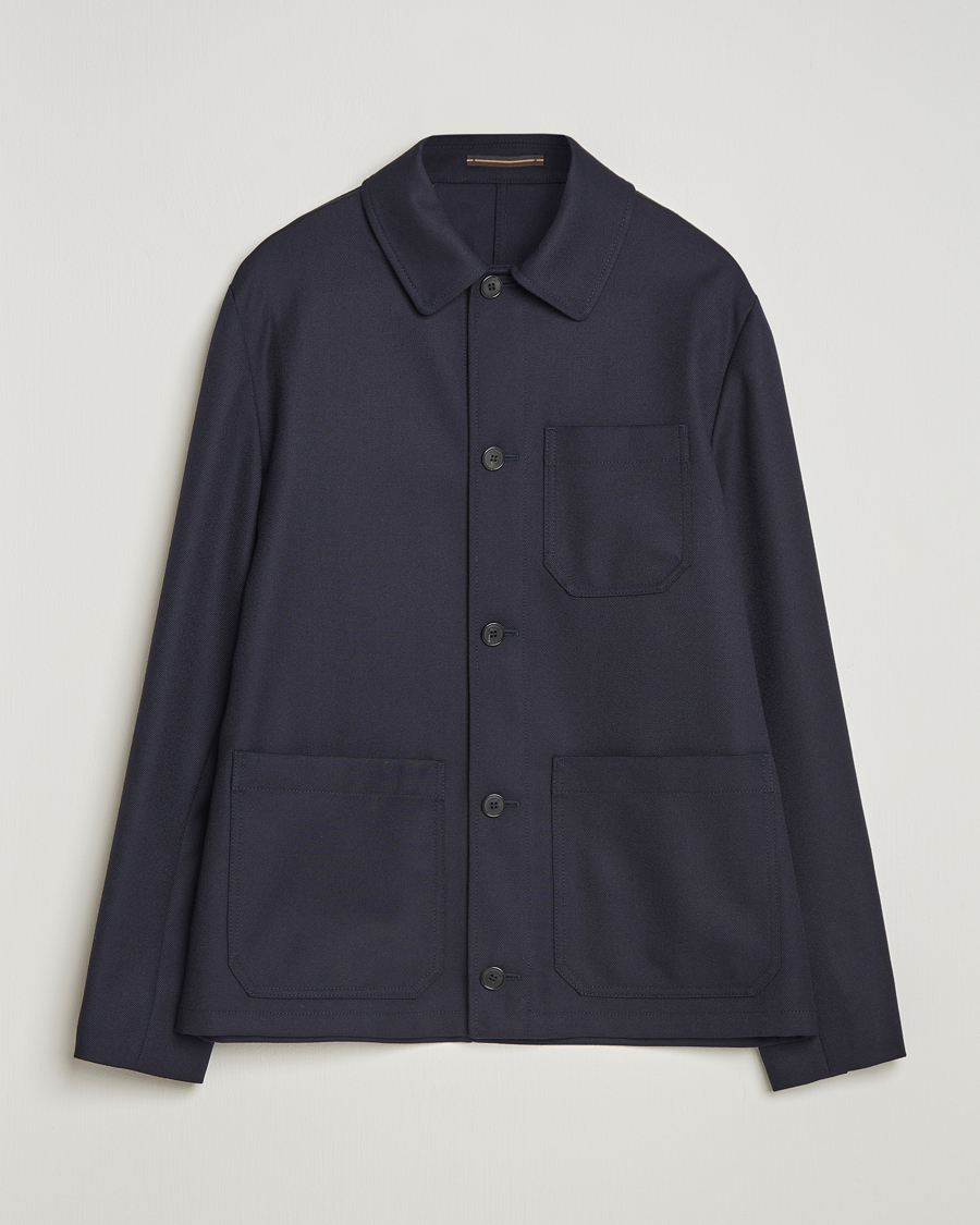 Homme | Manteaux Et Vestes | Incotex | Wool Cover Shirt Jacket Navy