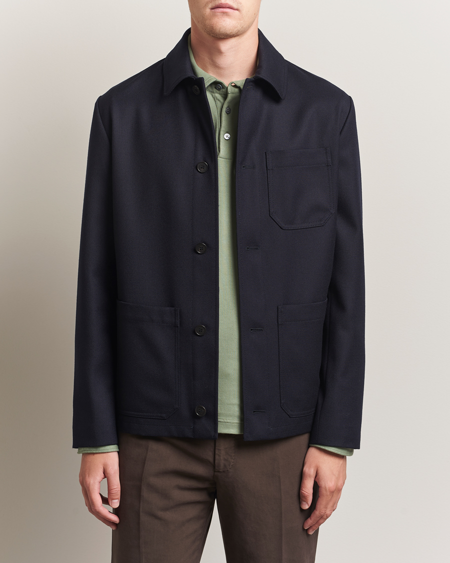 Homme | Manteaux Et Vestes | Incotex | Wool Cover Shirt Jacket Navy