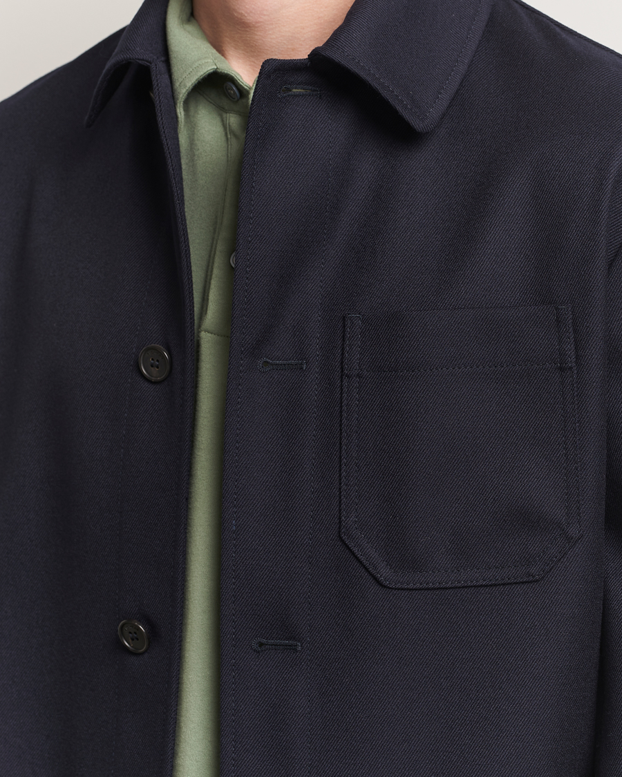 Homme | Manteaux Et Vestes | Incotex | Wool Cover Shirt Jacket Navy