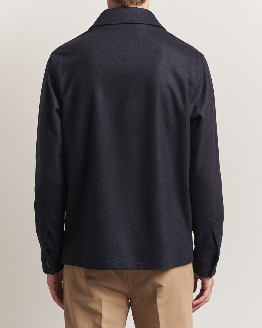 Heren | Overhemden | Incotex | Flannel Overshirt Navy