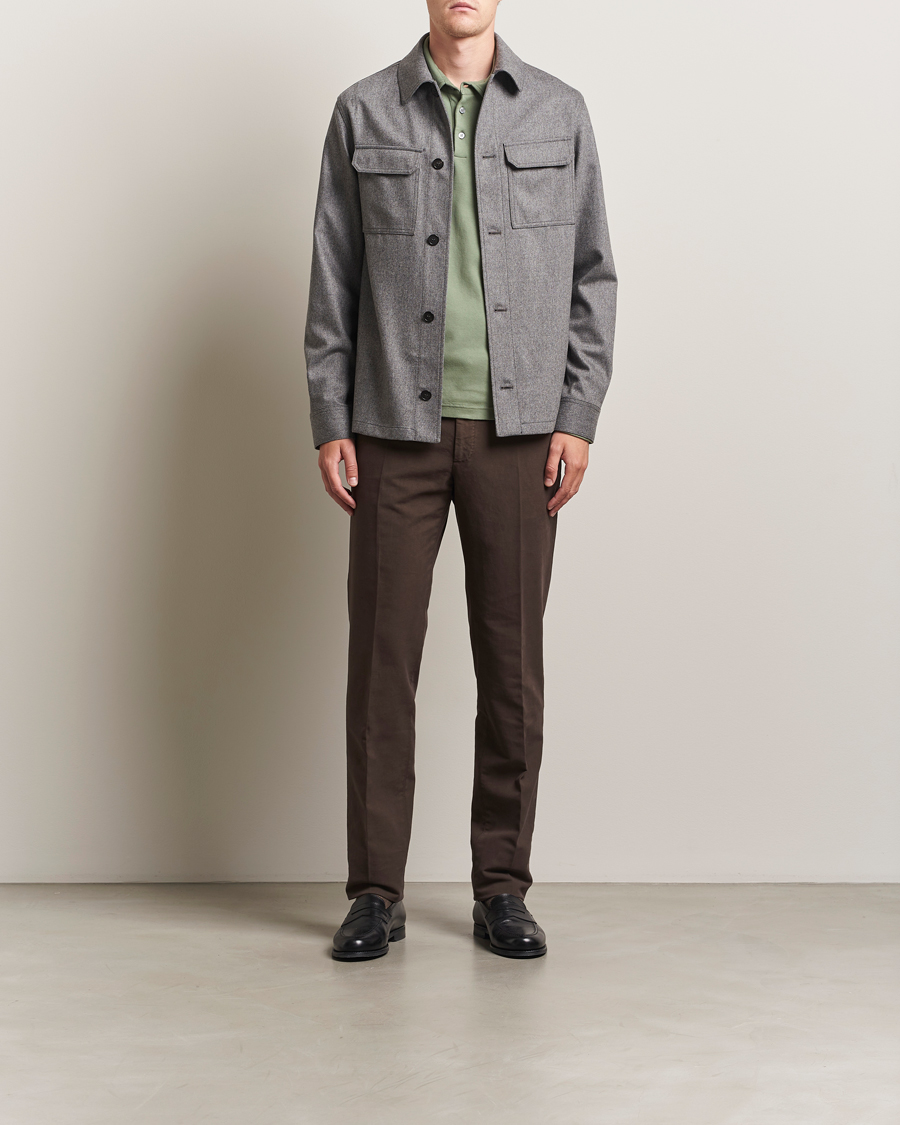 Heren | Overhemden | Incotex | Flannel Overshirt Grey Melange