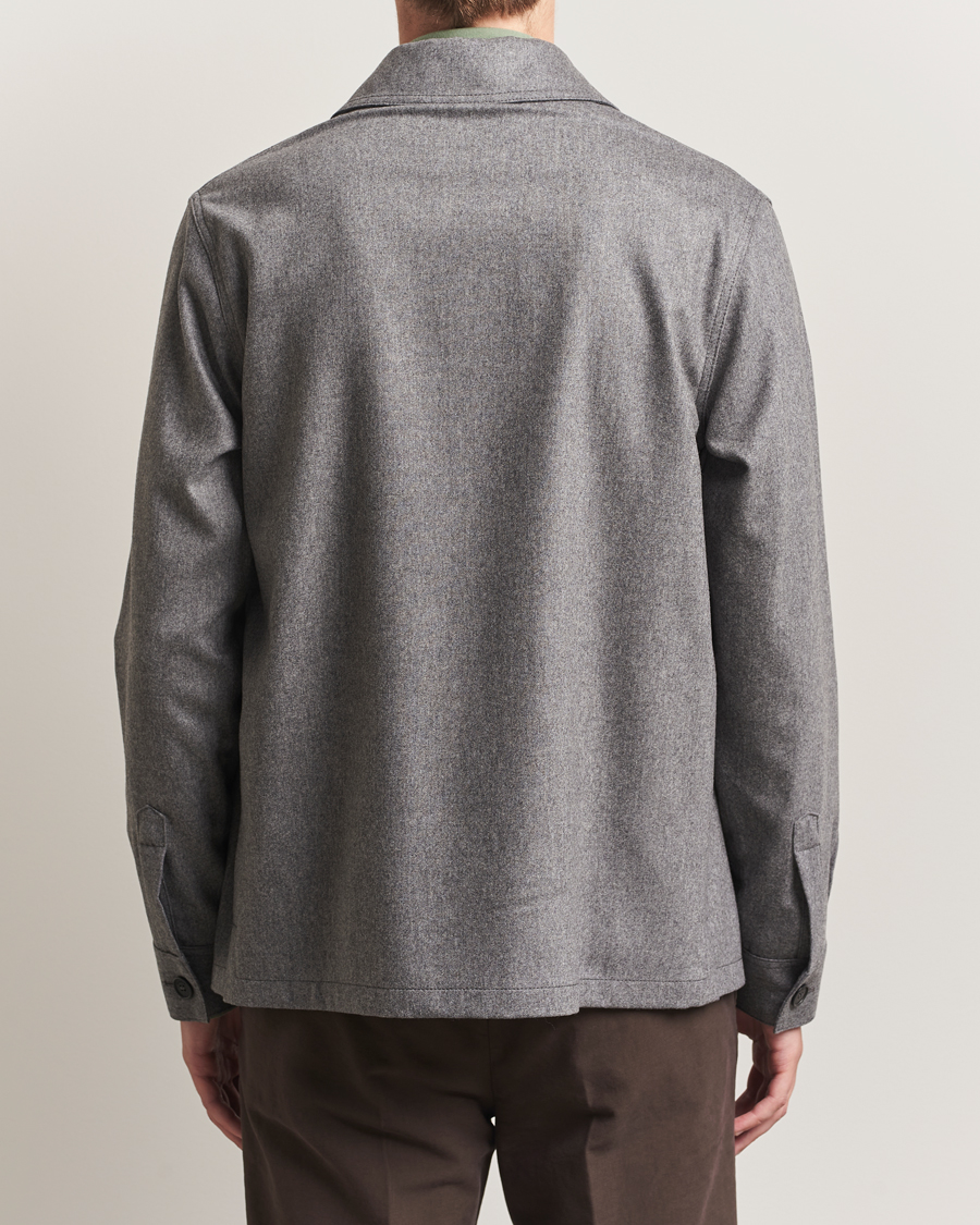 Heren | Overhemden | Incotex | Flannel Overshirt Grey Melange