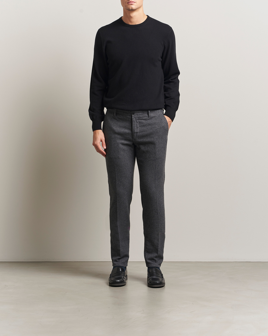 Heren | Broeken | Incotex | Slim Fit Washed Flannel Slacks Grey Melange