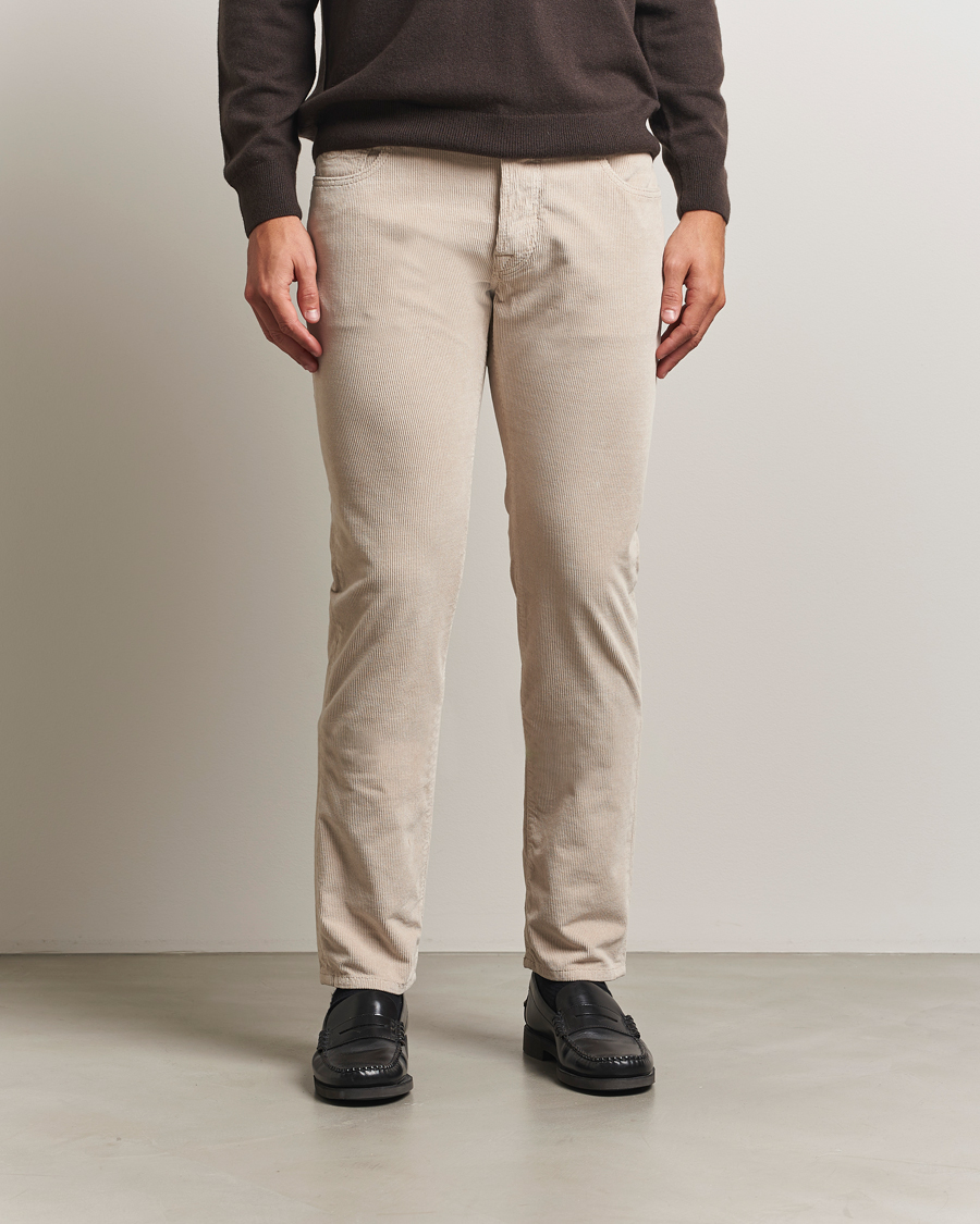 Heren | Broeken | Jacob Cohën | Bard 5-Pocket Medium Corduroy Trousers Off White