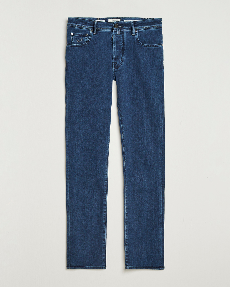 Heren | Jeans | Jacob Cohën | Bard Slim Fit Trunk Patch Stretch Jeans Mid Blue