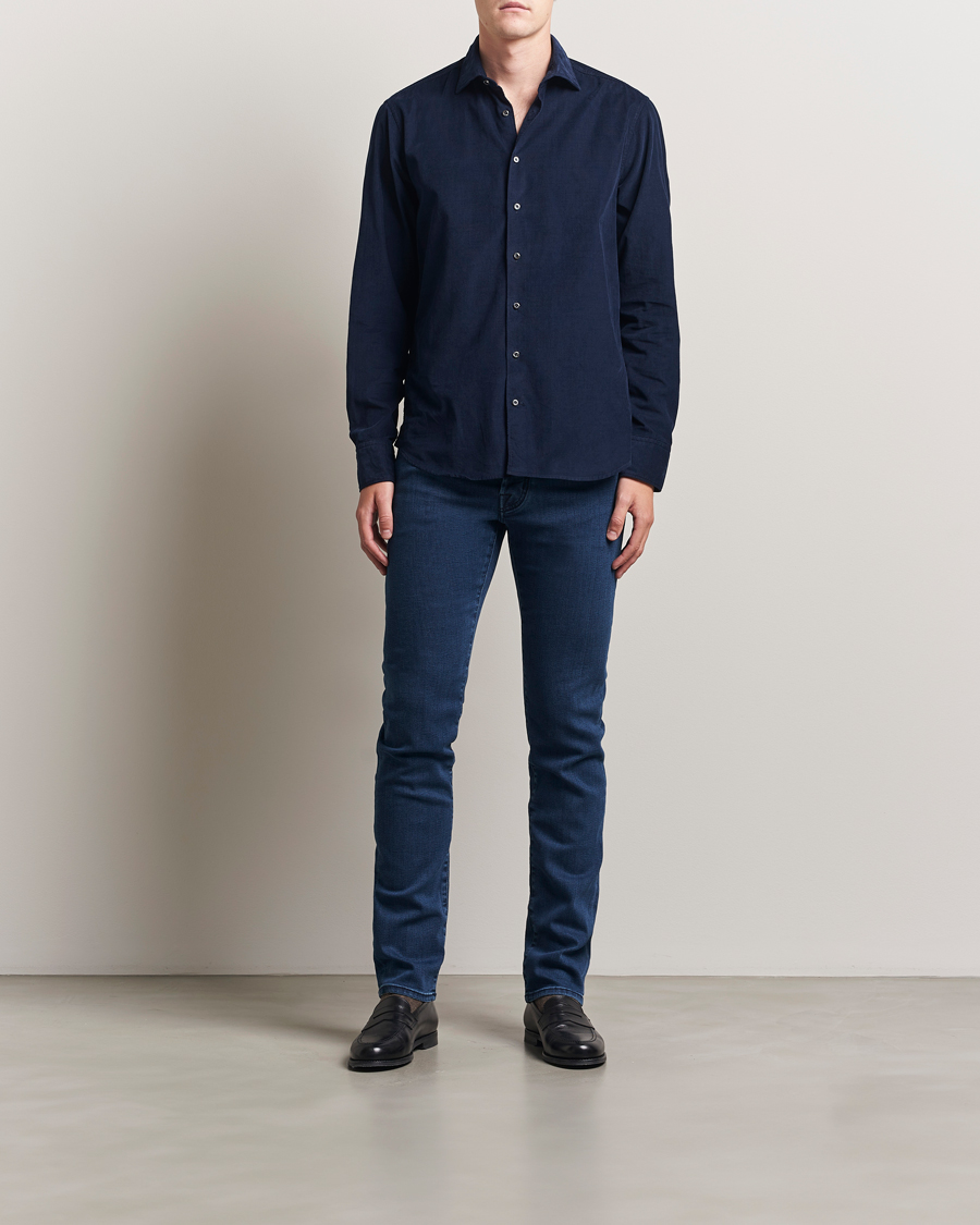 Heren | Jeans | Jacob Cohën | Bard Slim Fit Trunk Patch Stretch Jeans Mid Blue