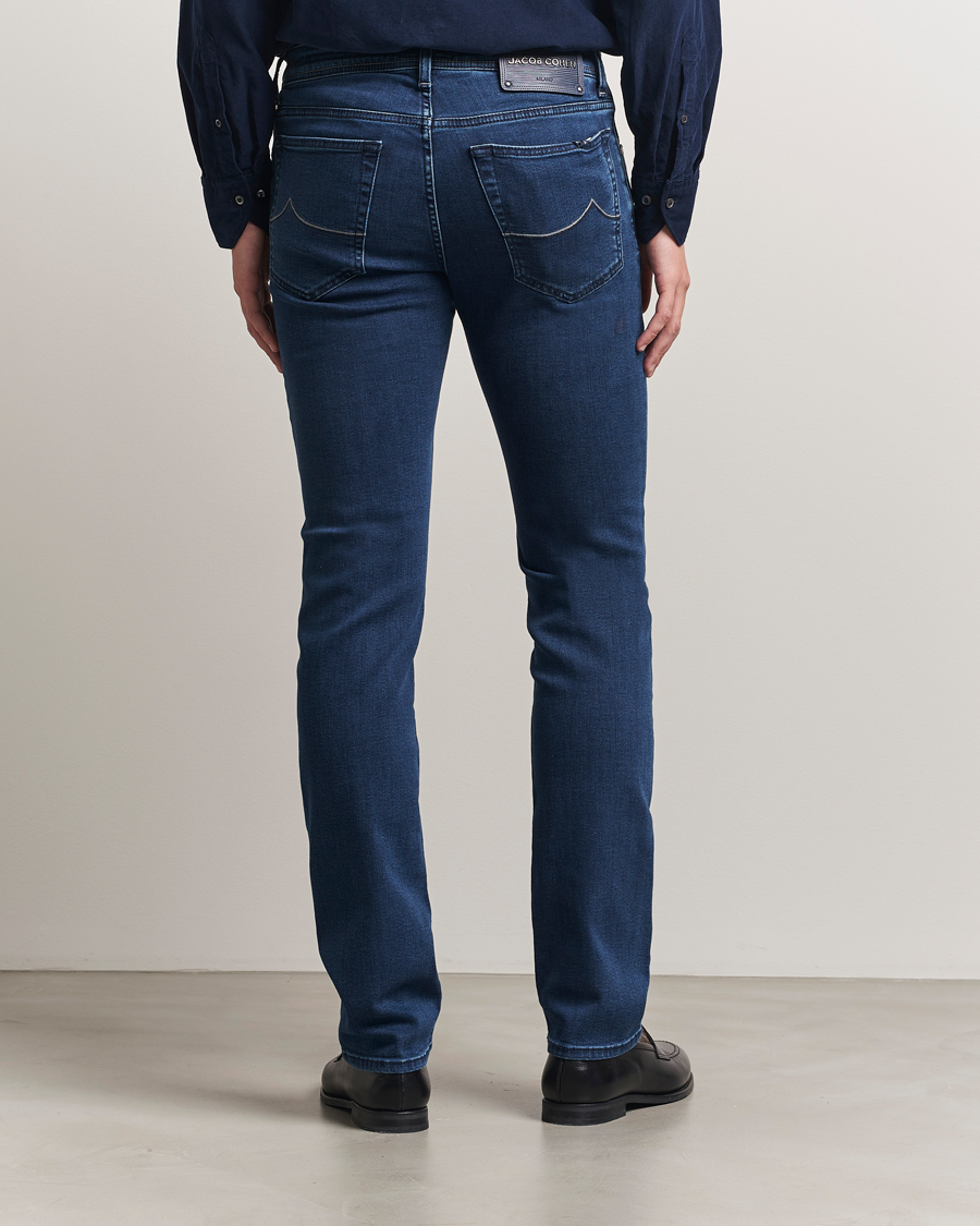 Heren | Jeans | Jacob Cohën | Bard Slim Fit Trunk Patch Stretch Jeans Mid Blue