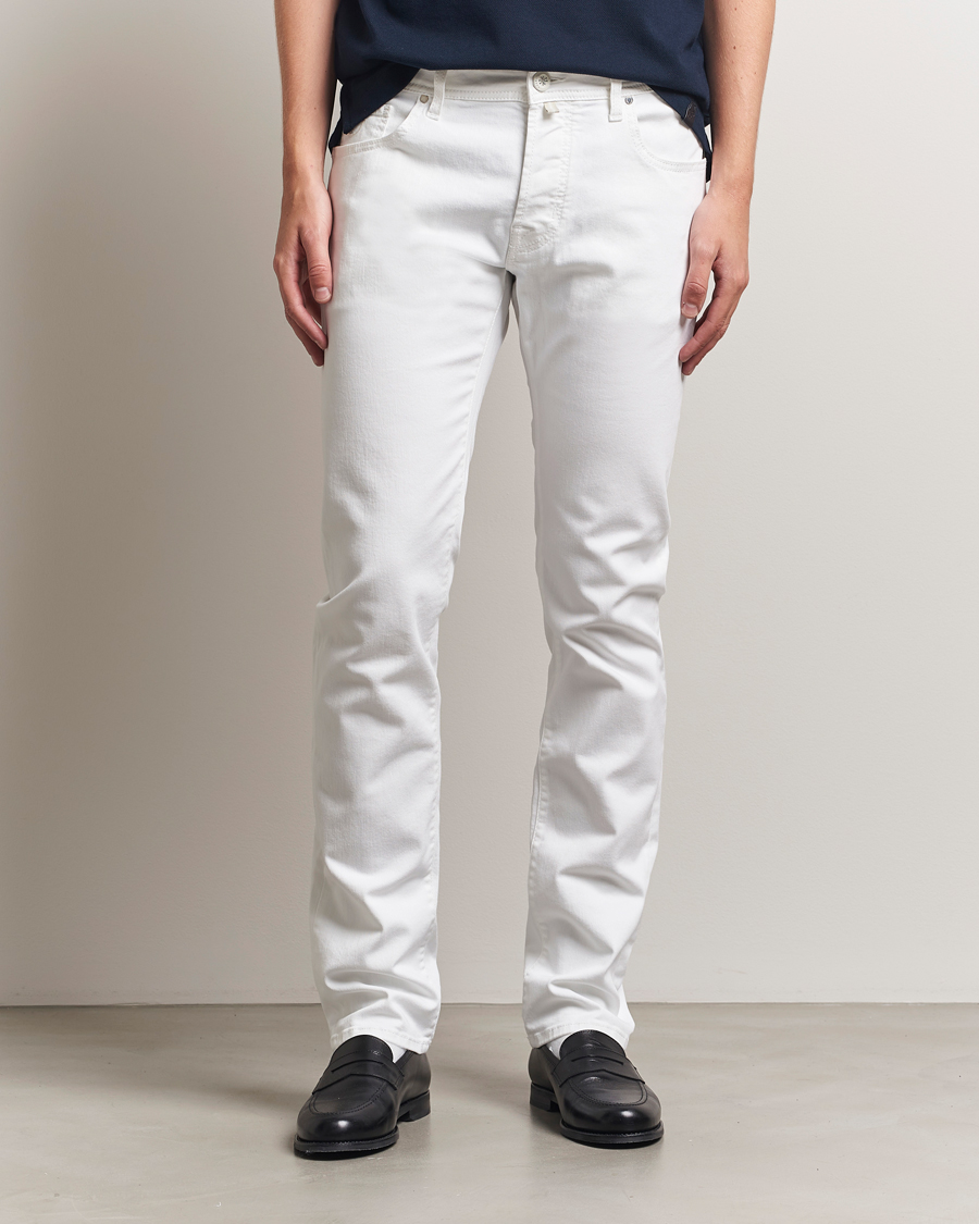 Heren | Jeans | Jacob Cohën | Bard Slim Fit Stretch Jeans White
