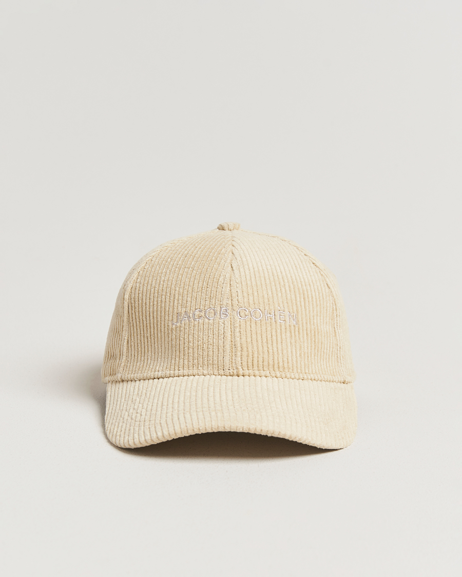 Homme | Bobs Et Casquettes | Jacob Cohën | Corduroy Logo Cap Creme