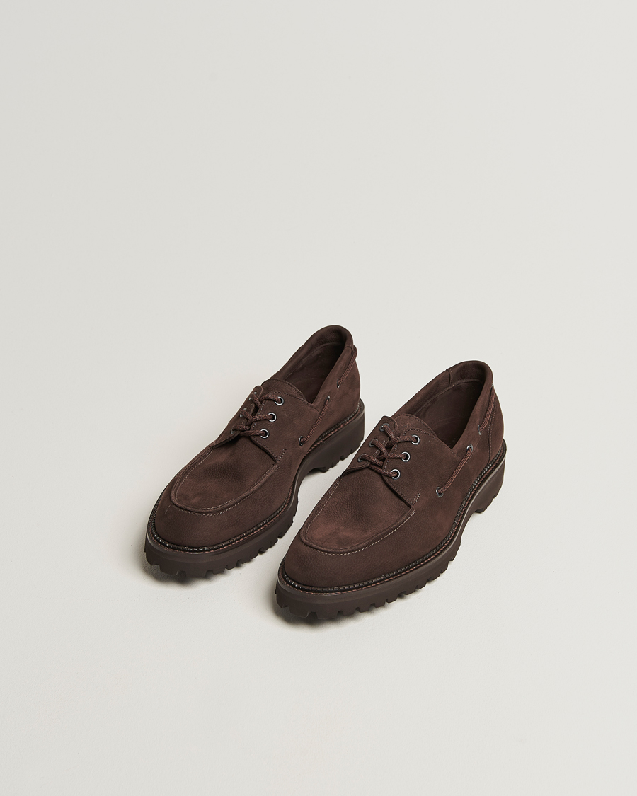 Heren | Derby schoenen | John Lobb | Tide Moc Toe Derby Dark Brown Nubuck